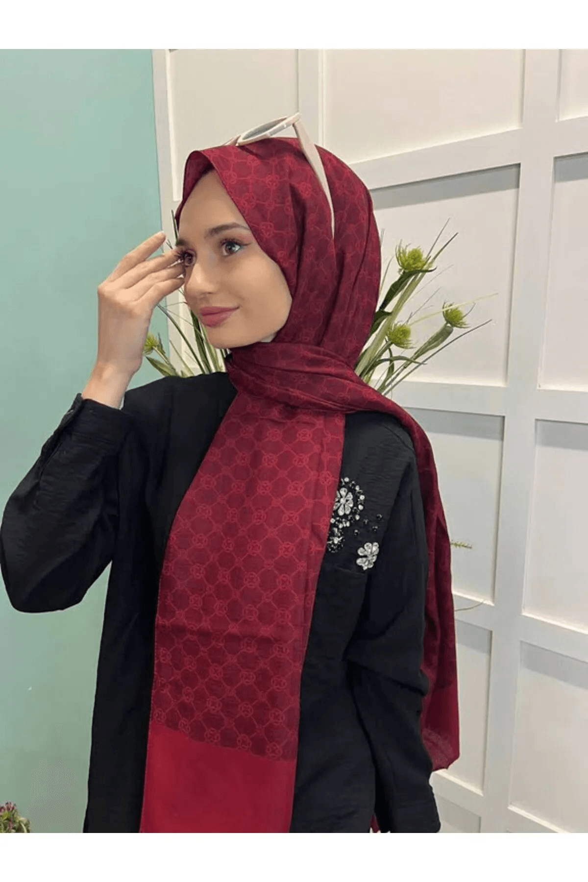 Aker Elegance Monogram Şal - 1090100-941 - Bordo