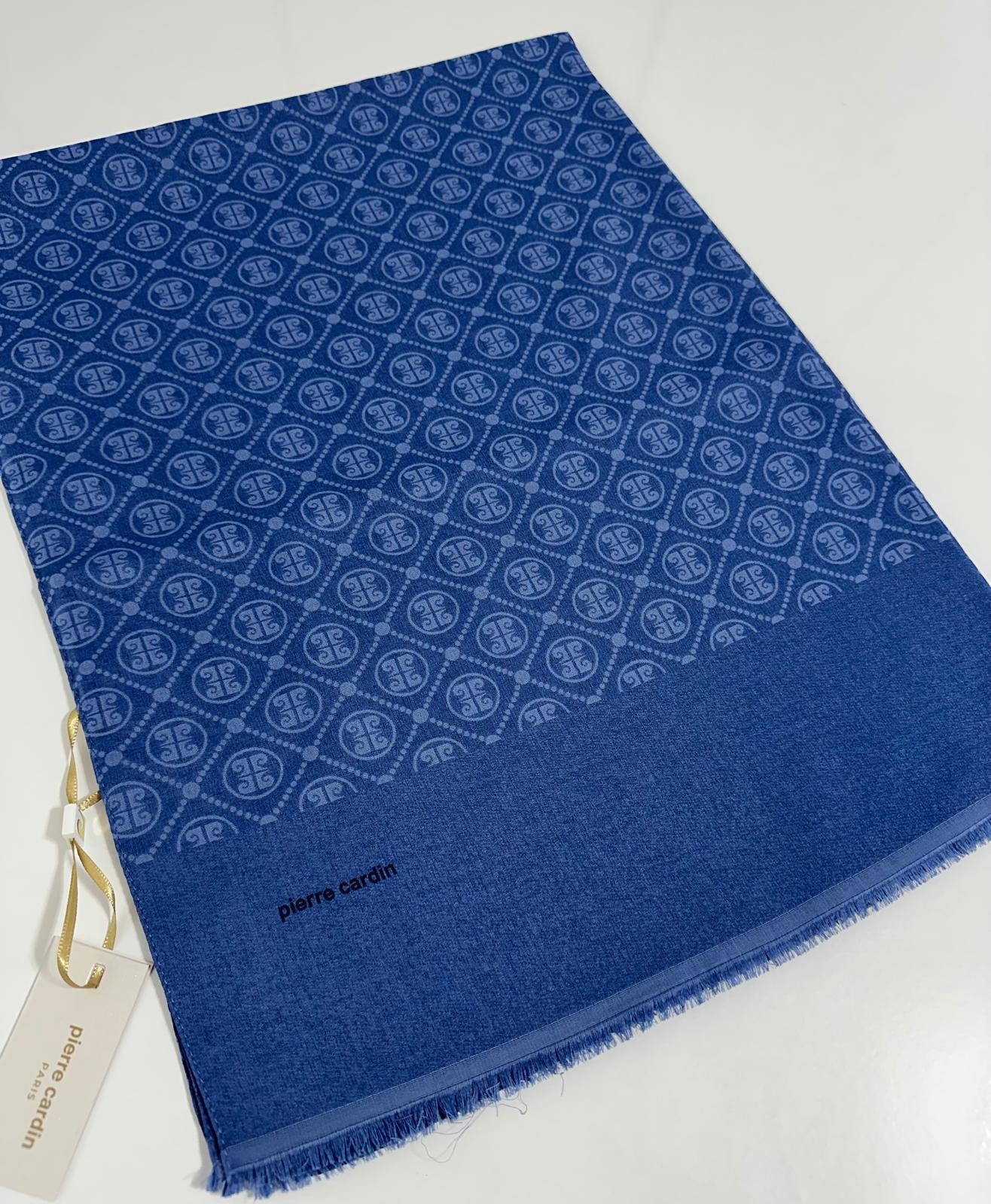 Pierre Cardin Elegans Monogram Şal-75 X 190-090700-922 İndigo Mavi