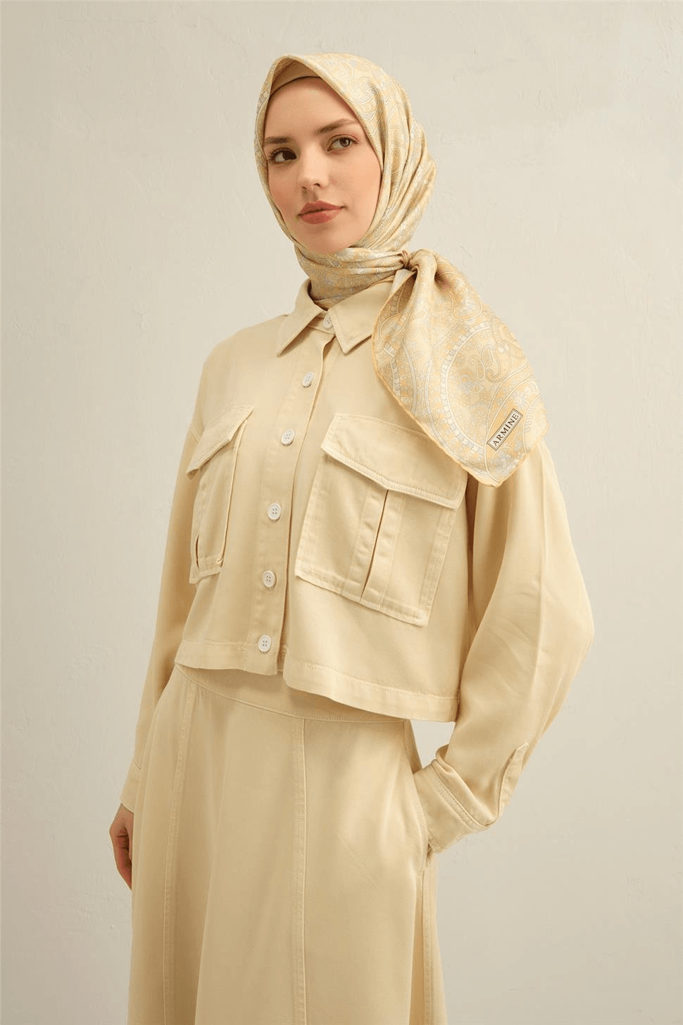 Armine Çiçek Desenli Saf İpek Sura Eşarp 9304-53