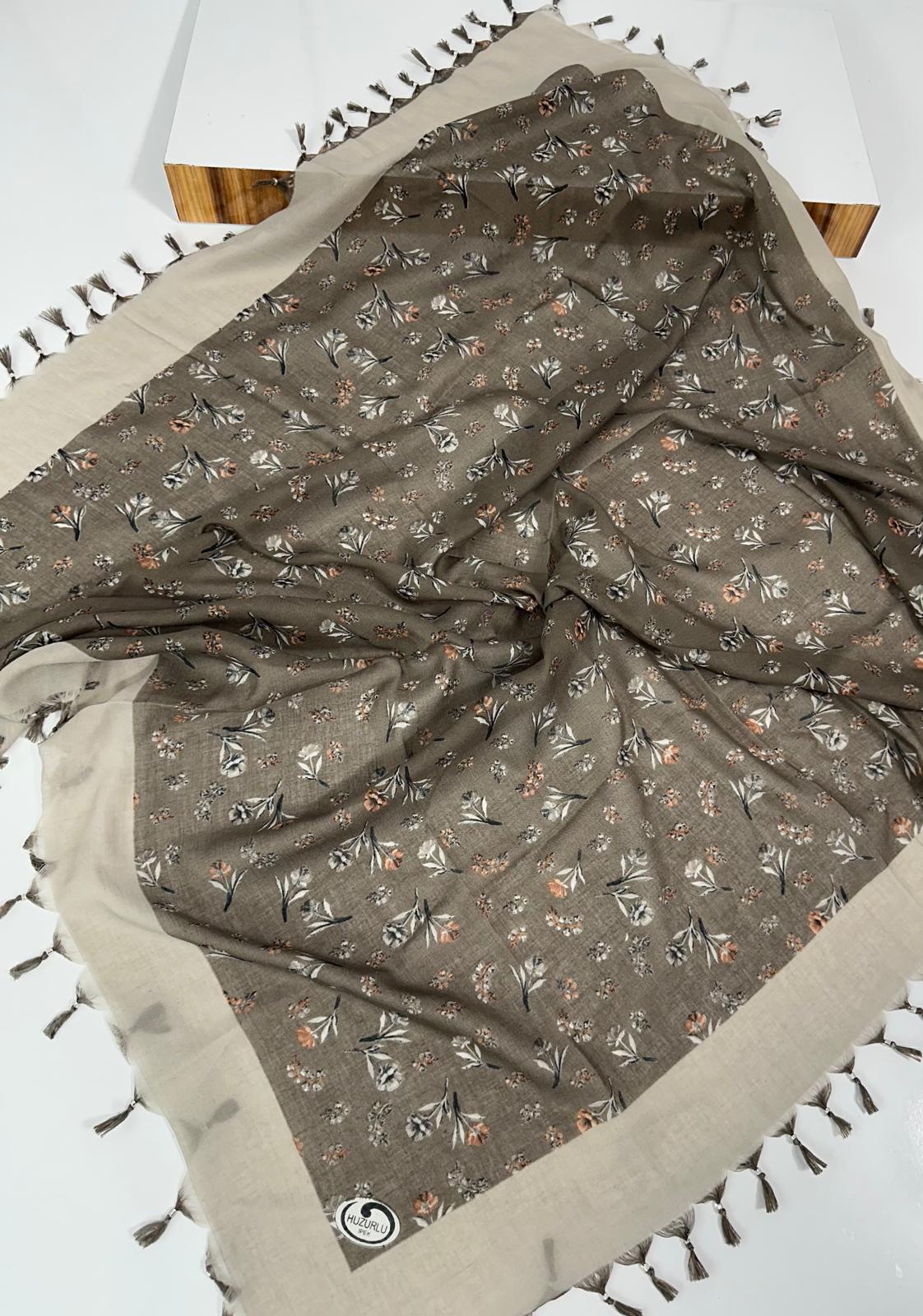 Huzurlu İpek Sökme Boncuklu Pamuk Yazma - 05647