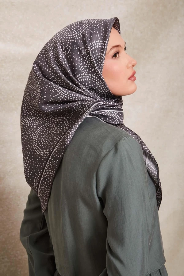 Levidor Noktalı Daireler Baskı Twill İpek Eşarp-0933