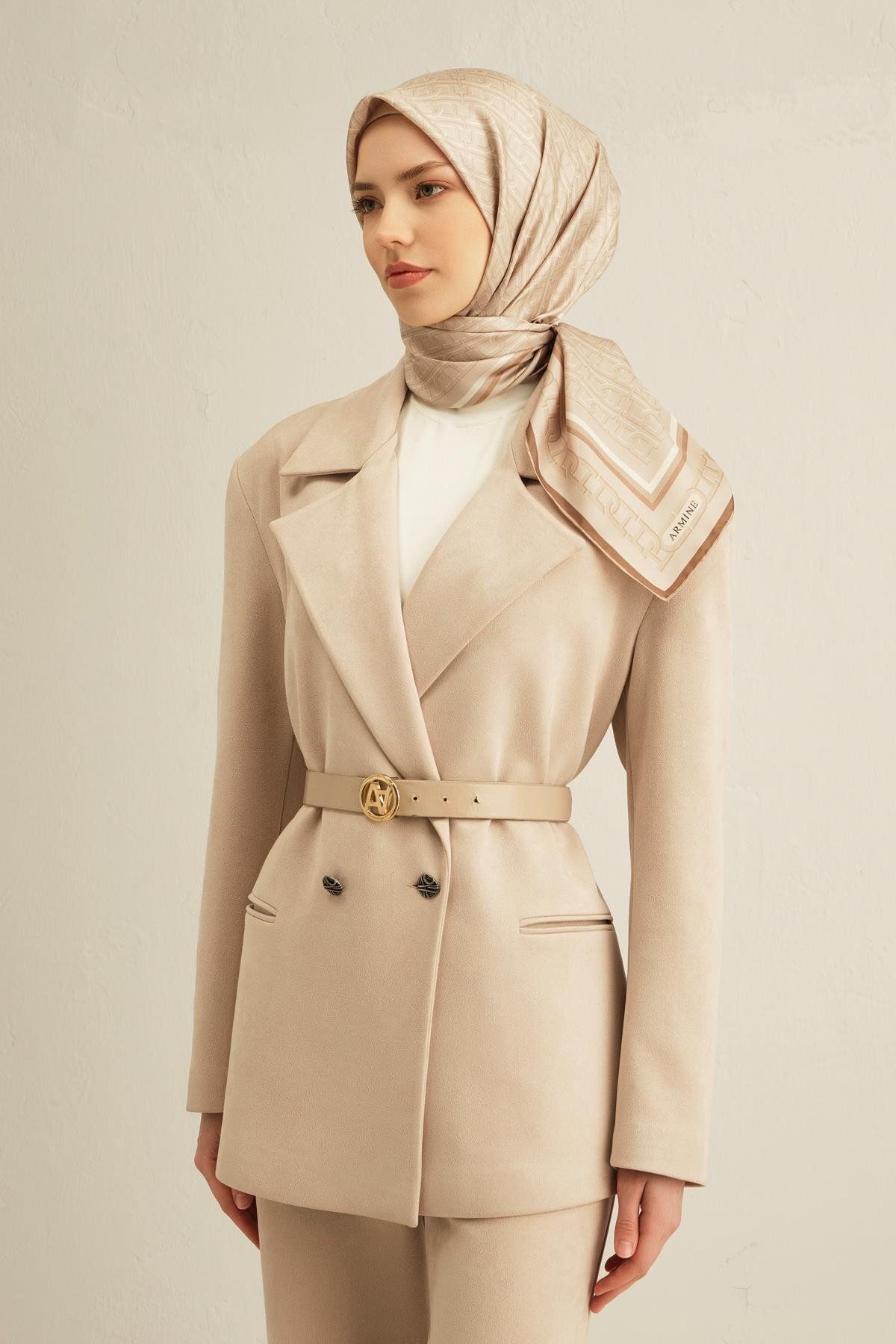 Armine Desenli Saf Ipek Twill Eşarp 9301- 36