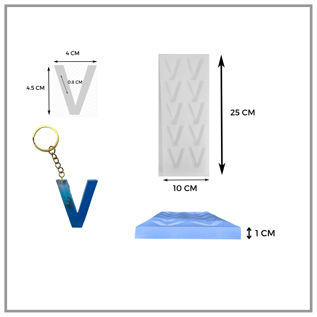 Epoksi 10'Lu V Harf Anahtarlık Silikon Kalıbı