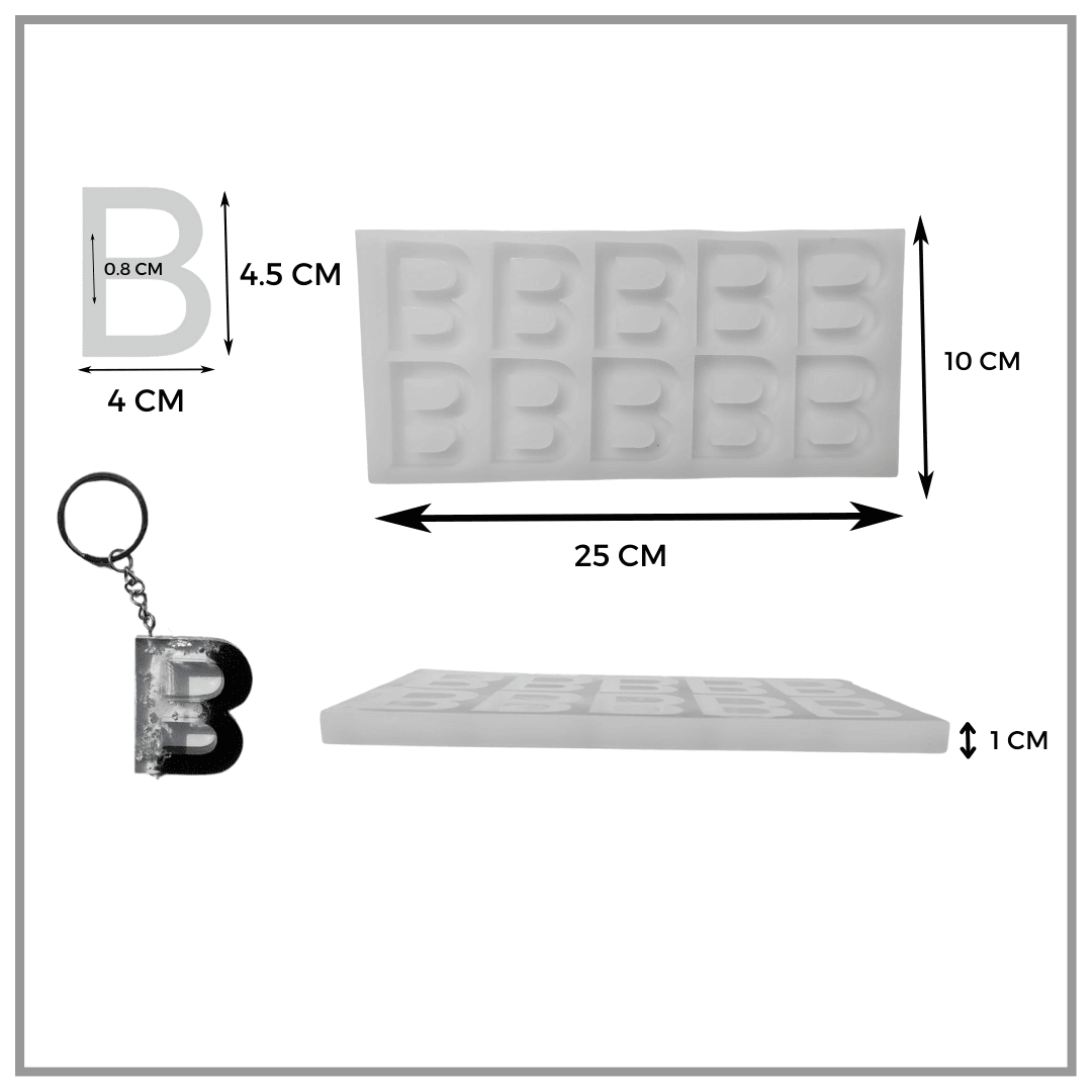 Epoksi 10'Lu B Harf Anahtarlık Silikon Kalıbı