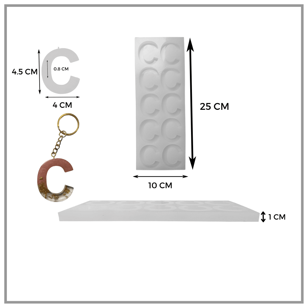 Epoksi 10'Lu C Harf Anahtarlık Silikon Kalıbı