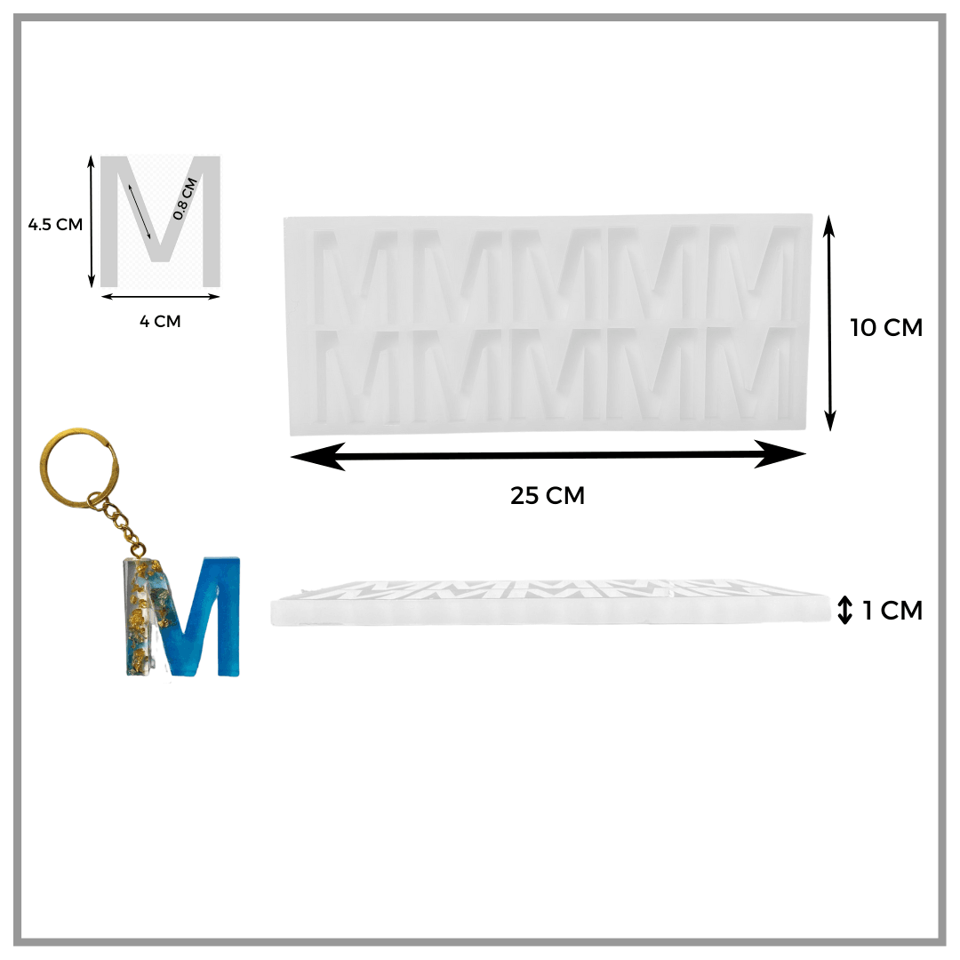 Epoksi 10'Lu M Harf Anahtarlık Silikon Kalıbı