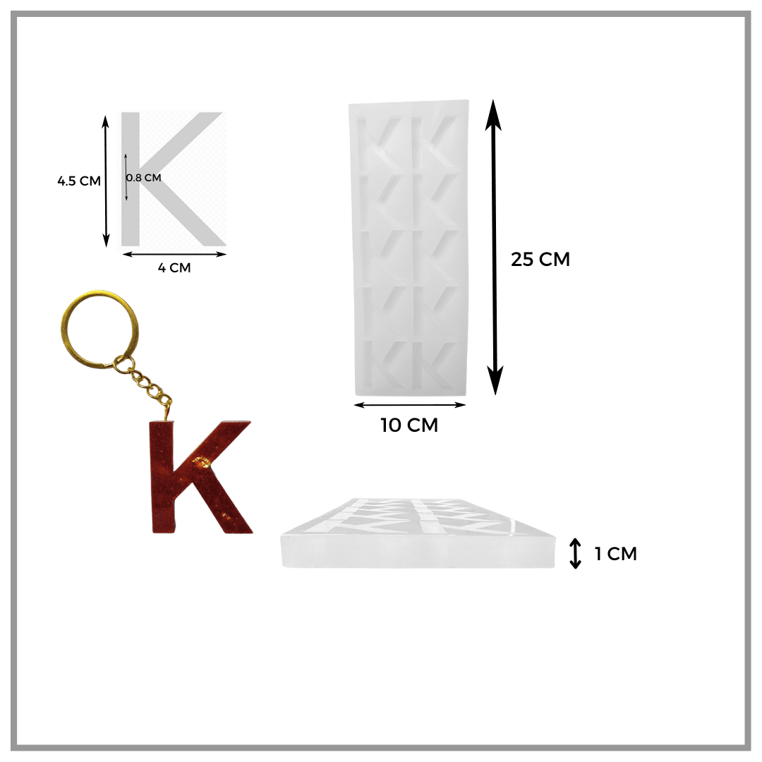 Epoksi 10'Lu K Harf Anahtarlık Silikon Kalıbı