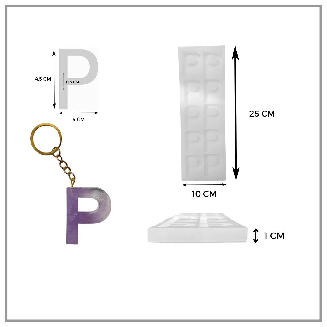 Epoksi 10'Lu P Harf Anahtarlık Silikon Kalıbı