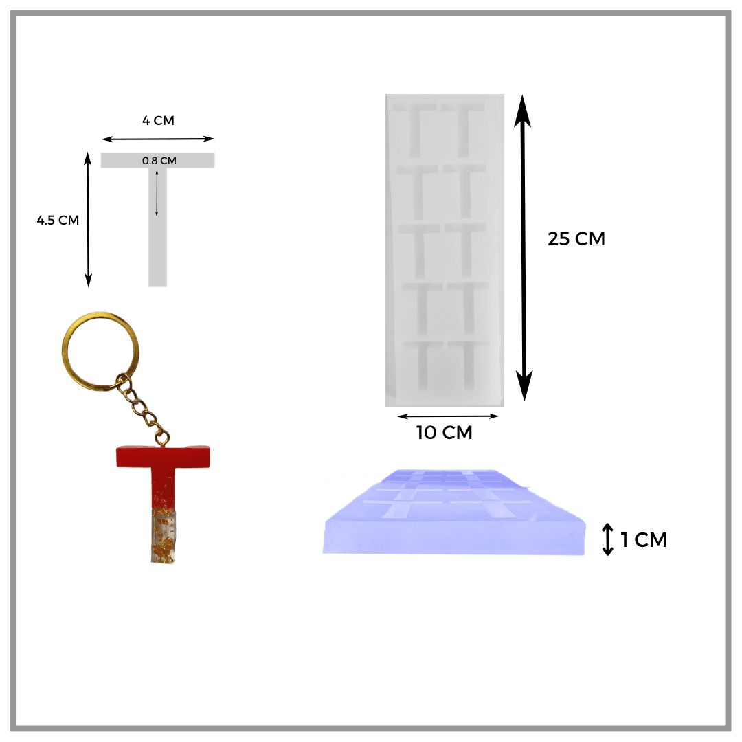 Epoksi 10'Lu T Harf Anahtarlık Silikon Kalıbı
