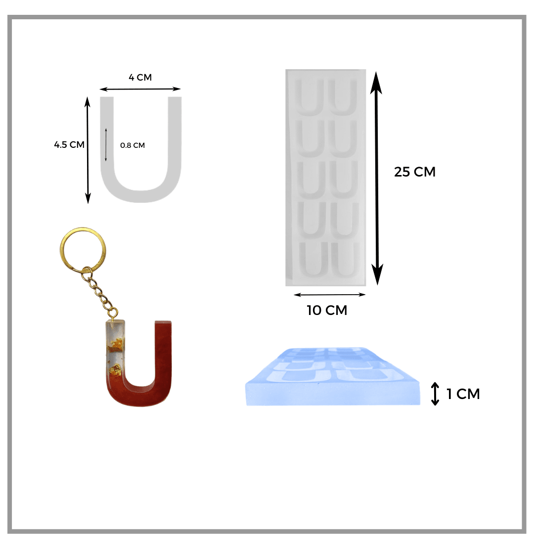 Epoksi 10'Lu U Harf Anahtarlık Silikon Kalıbı