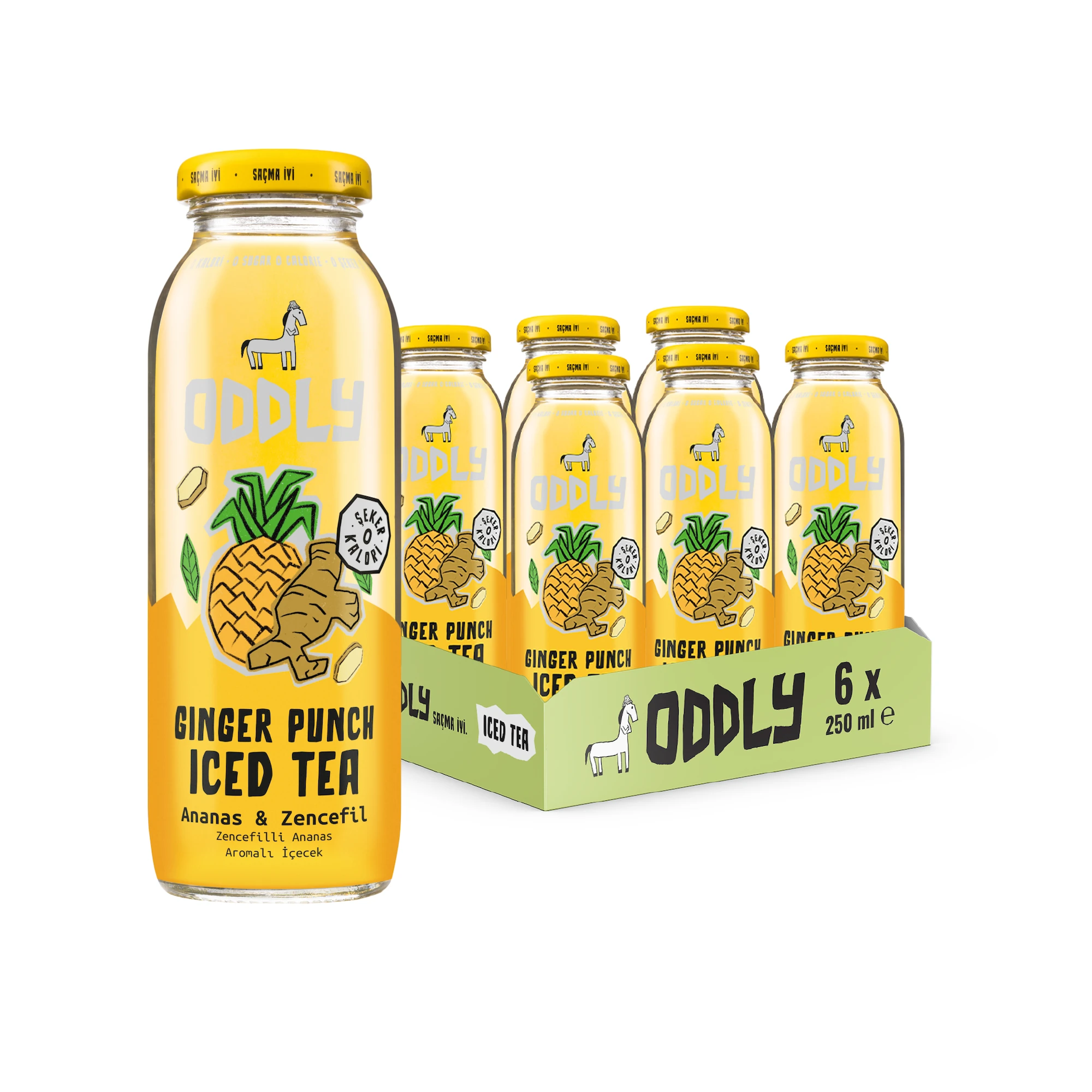 ODDLY GINGER PUNCH SOĞUK ÇAY CAM YEŞİLÇAY ANANAS ZENCEFİL - 0 ŞEKER & 0 KALORİ 250 ML X 6 ADET