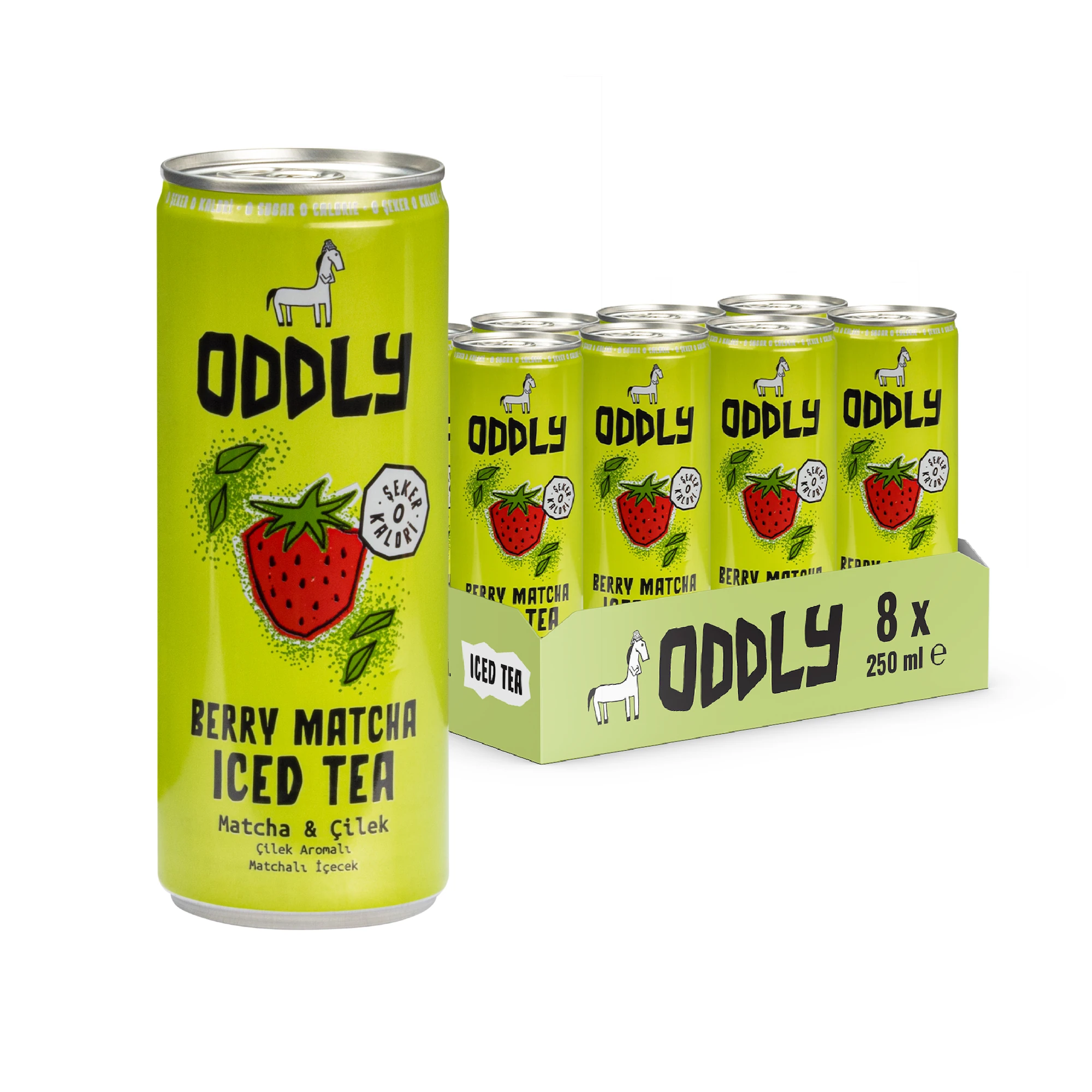 ODDLY BERRY MATCHA SOĞUK ÇAY KUTU ÇİLEK MATCHA - 0 ŞEKER & 0 KALORİ 250 ML X 8 ADET