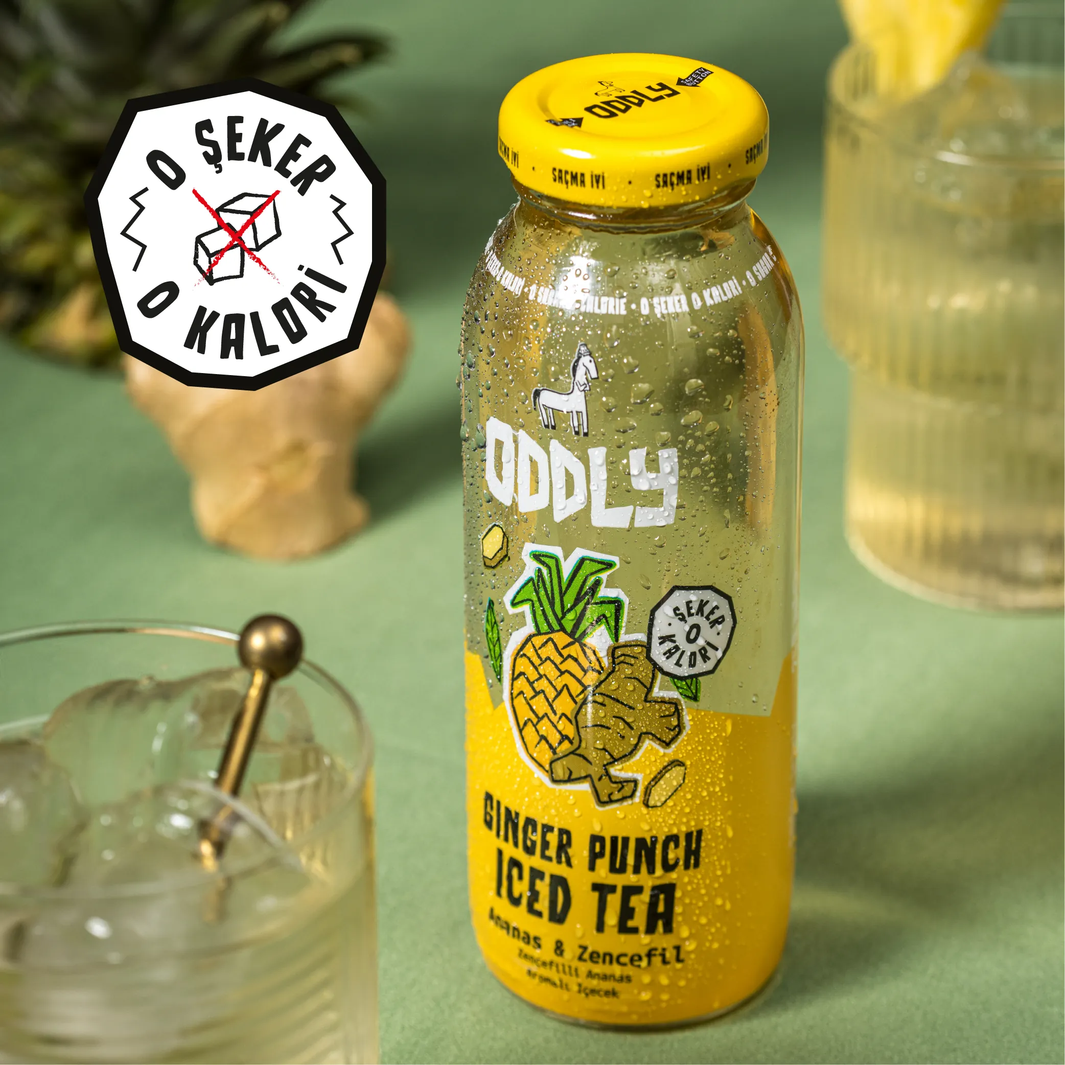 ODDLY GINGER PUNCH SOĞUK ÇAY CAM YEŞİLÇAY ANANAS ZENCEFİL - 0 ŞEKER & 0 KALORİ 250 ML X 6 ADET