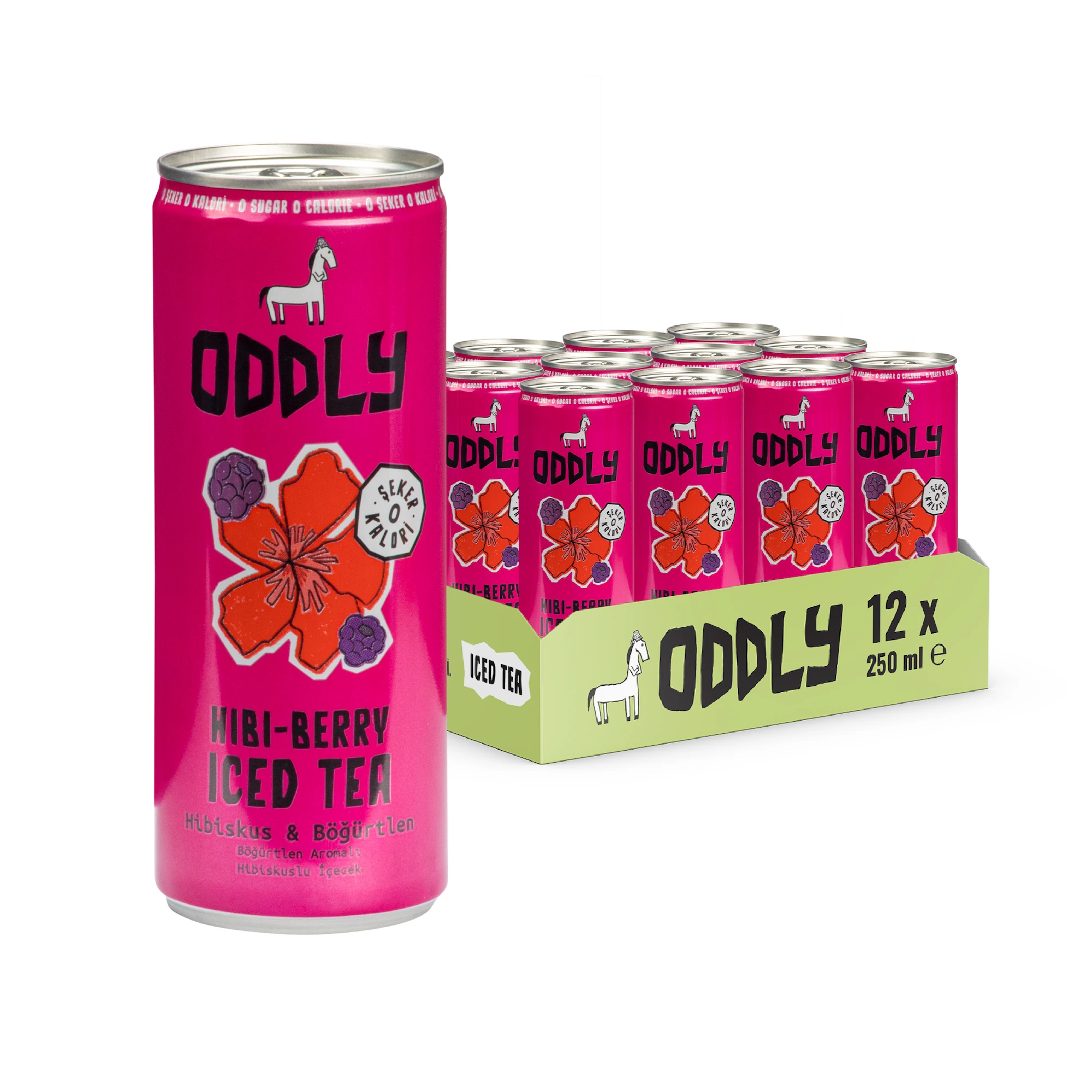 ODDLY HIBIBERRY SOĞUK ÇAY KUTU HİBİSCUS BÖĞÜRTLEN - 0 ŞEKER & 0 KALORİ 250 ML X 12 ADET
