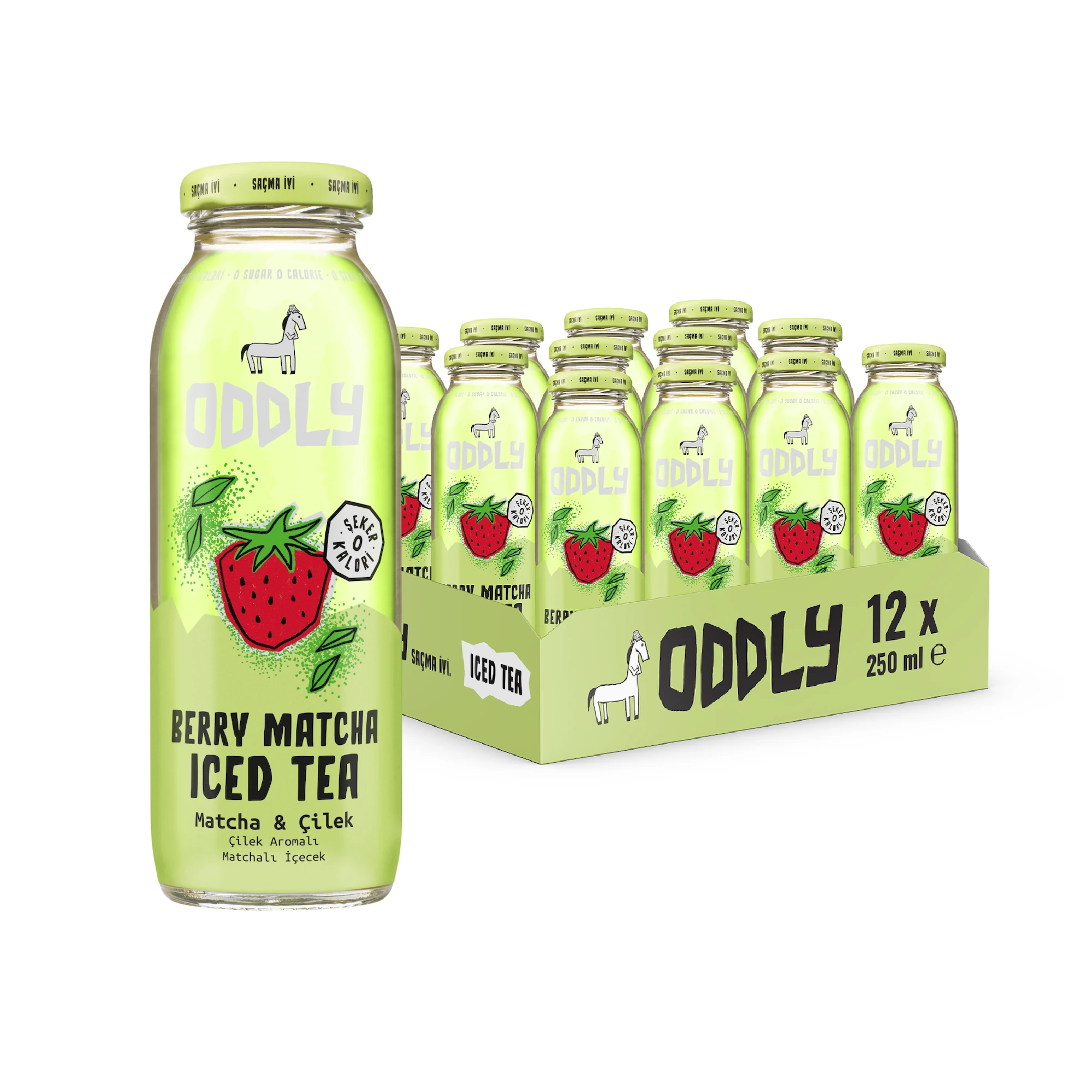 ODDLY BERRY MATCHA SOĞUK ÇAY CAM MATCHA ÇİLEK - 0 ŞEKER & 0 KALORİ 250 ML X 12 ADET