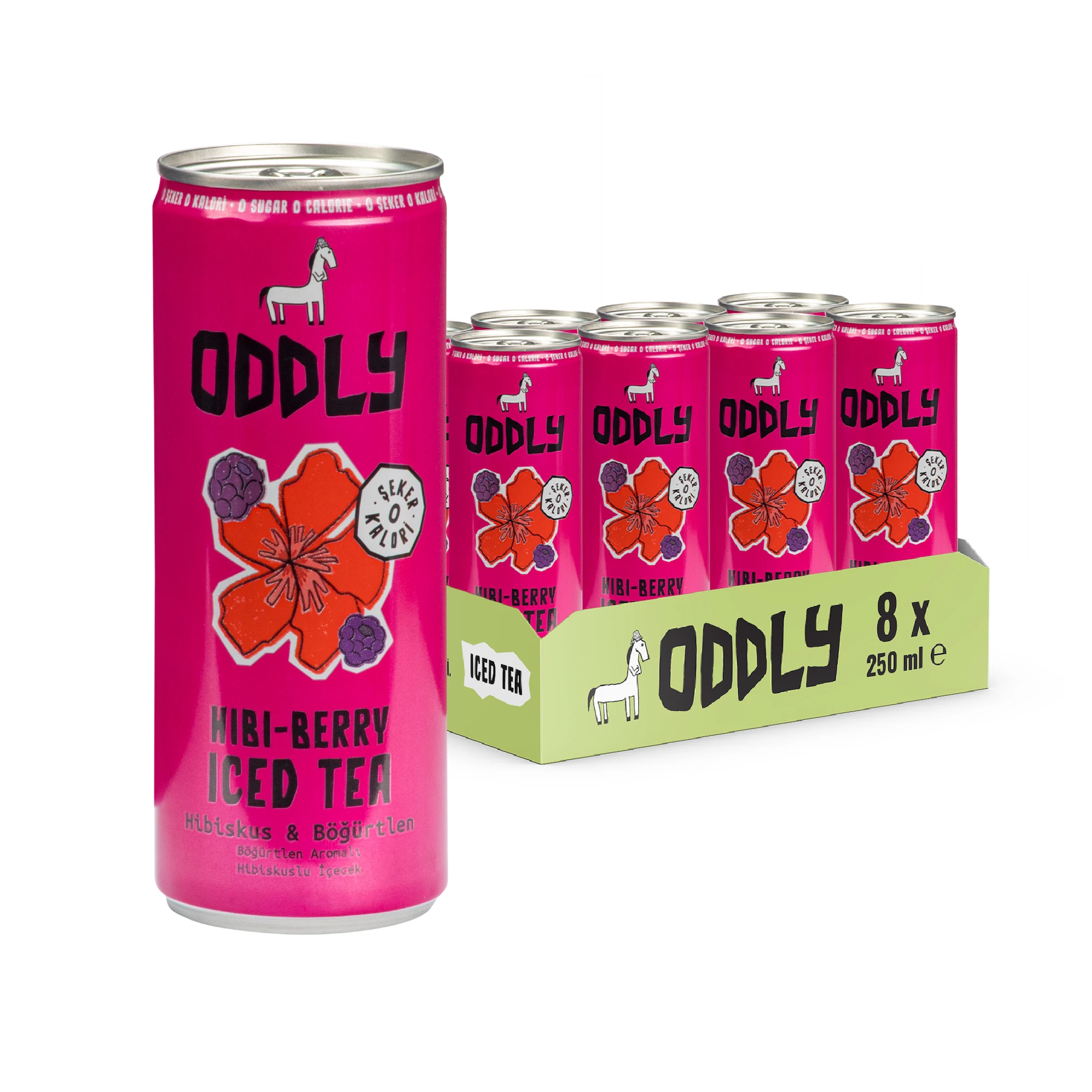ODDLY HIBIBERRY SOĞUK ÇAY KUTU HİBİSCUS BÖĞÜRTLEN - 0 ŞEKER & 0 KALORİ 250 ML X 8 ADET