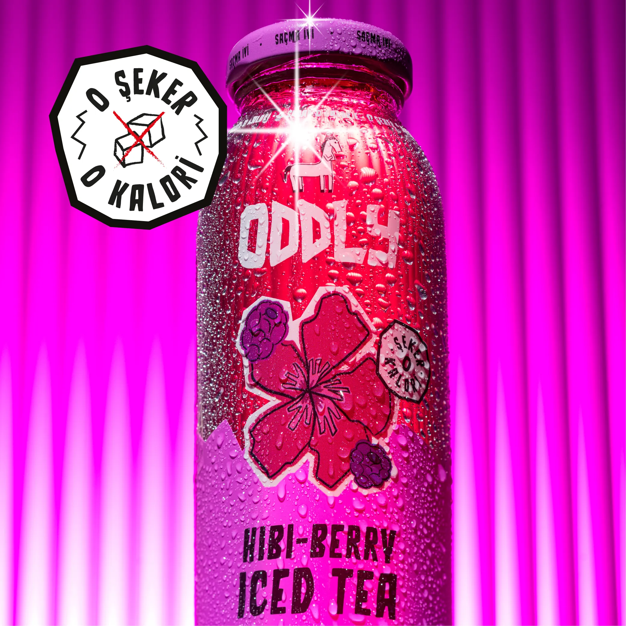 ODDLY HIBIBERRY SOĞUK ÇAY CAM HİBİSCUS BÖĞÜRTLEN - 0 ŞEKER & 0 KALORİ 250 ML X 12 ADET