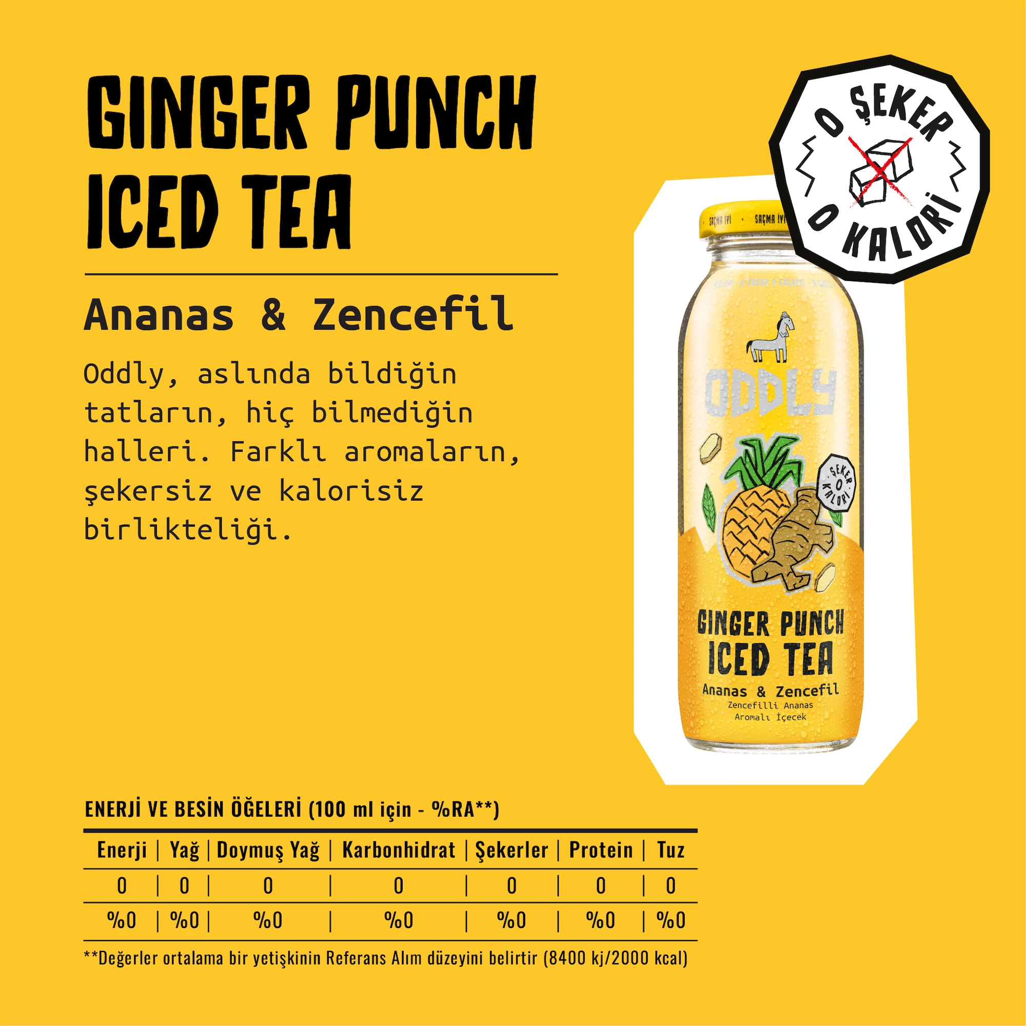 ODDLY GINGER PUNCH SOĞUK ÇAY CAM YEŞİLÇAY ANANAS ZENCEFİL - 0 ŞEKER & 0 KALORİ 250 ML X 12 ADET