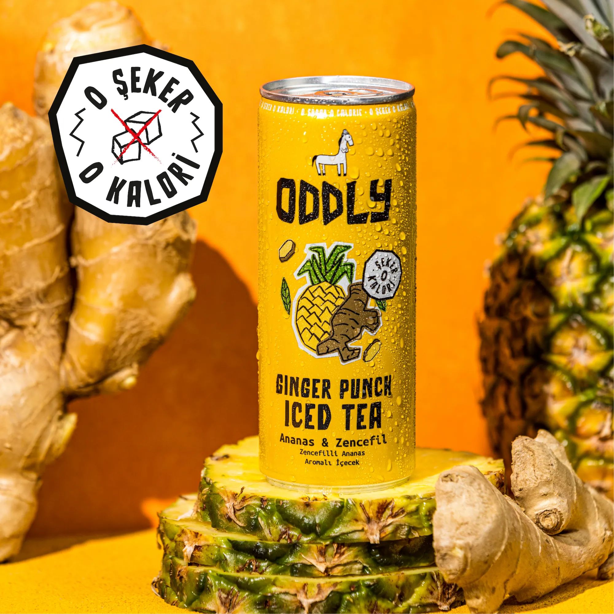 ODDLY GINGER PUNCH SOĞUK ÇAY KUTU YEŞİLÇAY ANANAS ZENCEFİL - 0 ŞEKER & 0 KALORİ 250 ML X 8 ADET