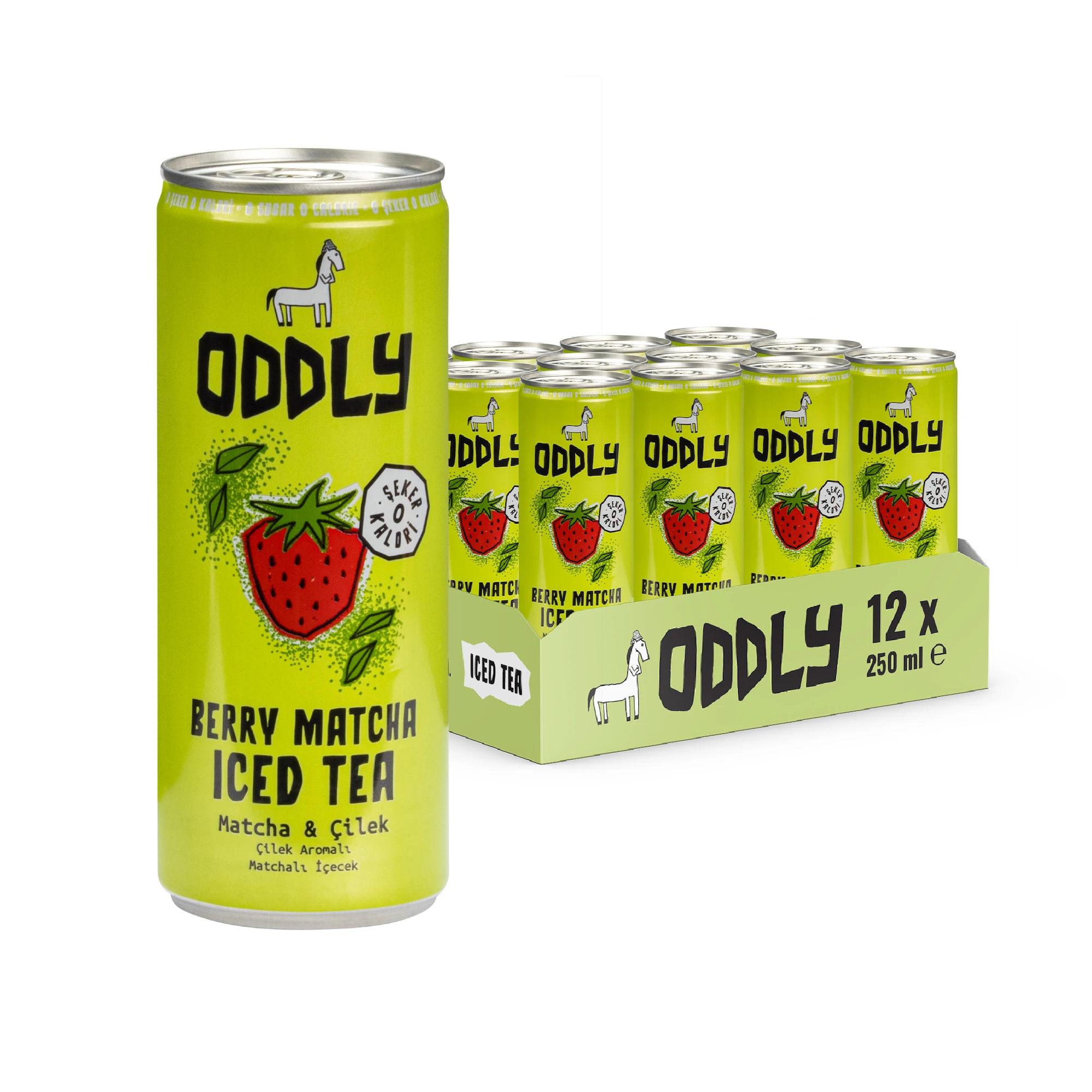ODDLY BERRY MATCHA SOĞUK ÇAY KUTU ÇİLEK MATCHA - 0 ŞEKER & 0 KALORİ 250 ML X 12 ADET