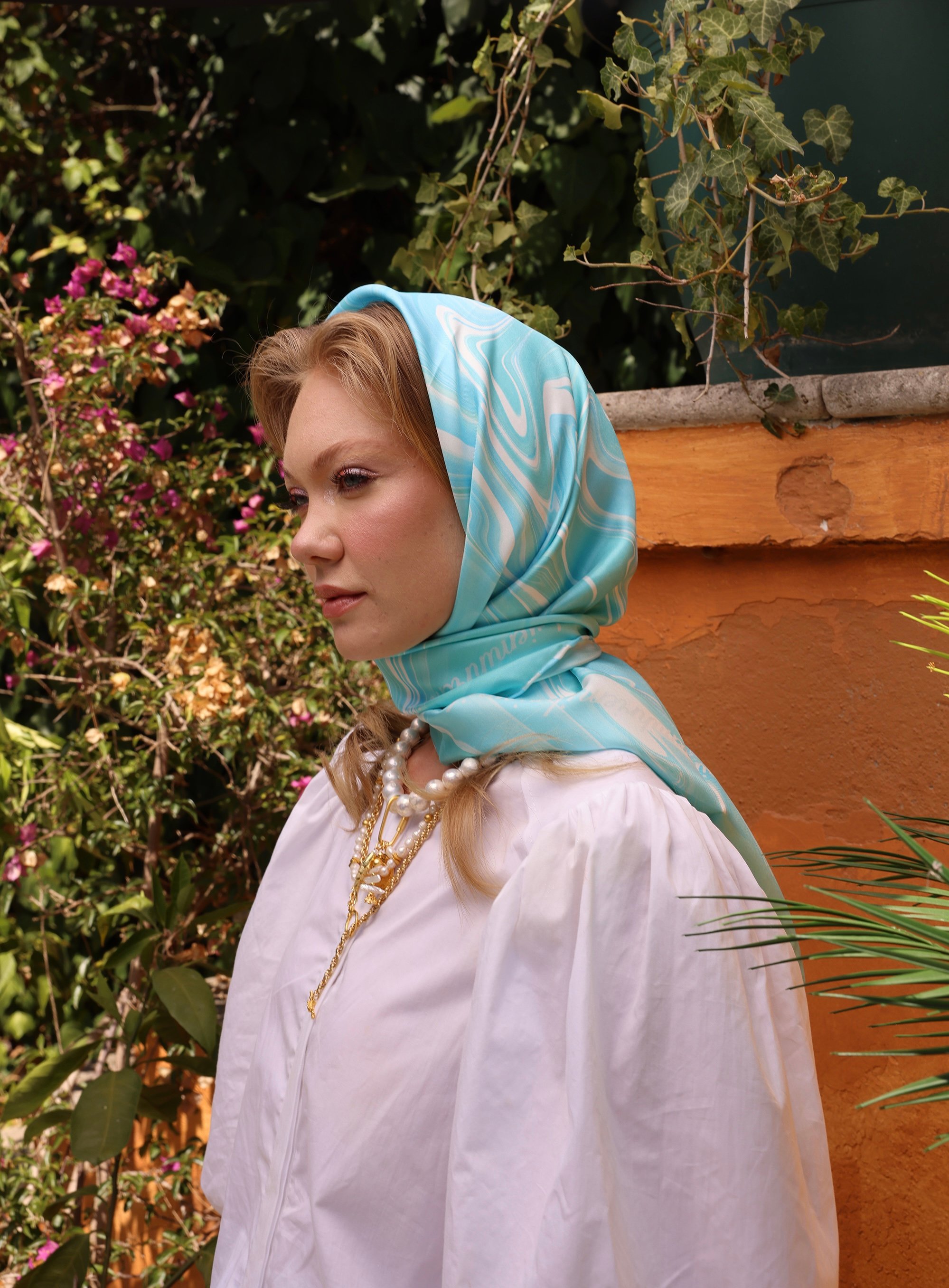 Turquoise Marble Scarf