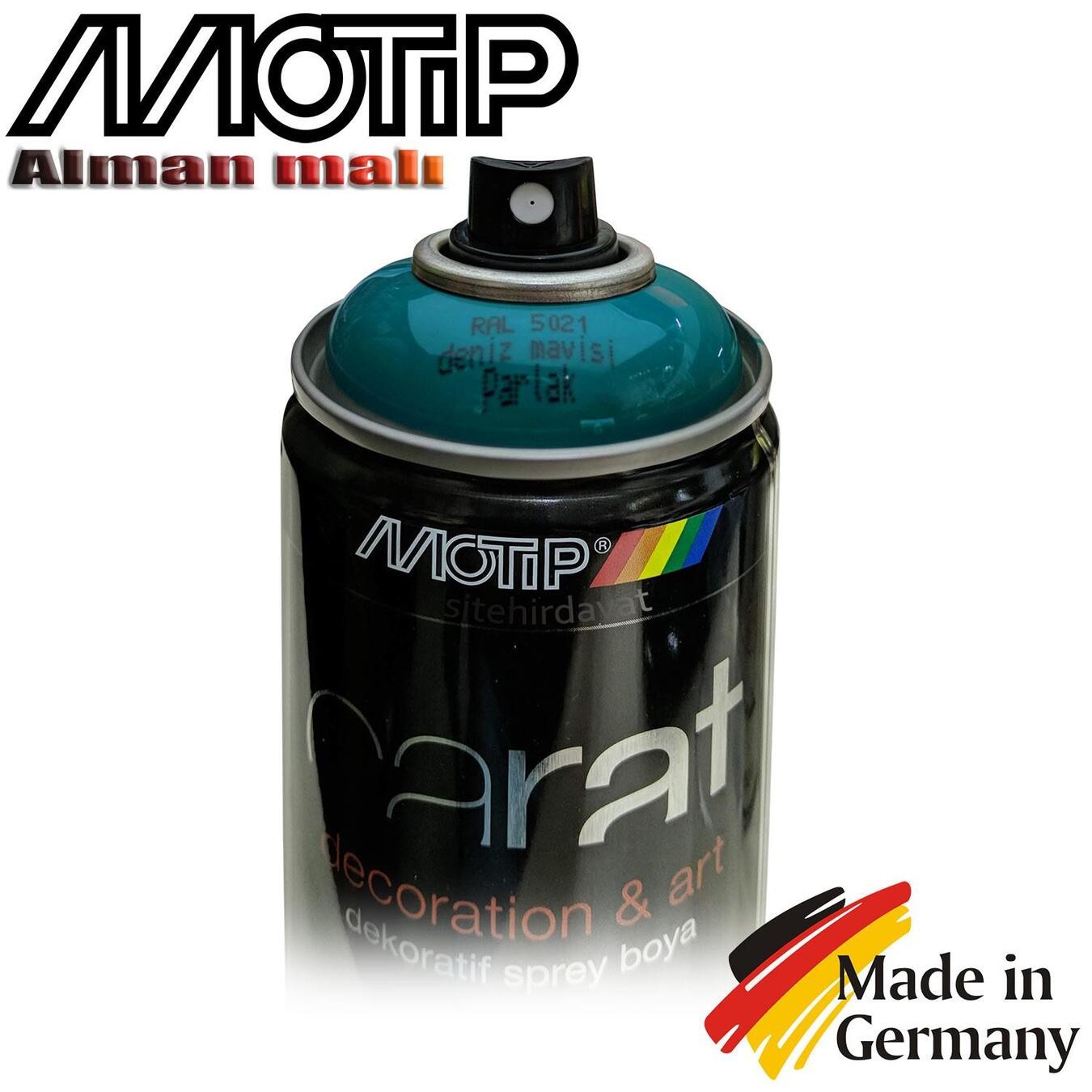 Motip Carat Ral 5021 Sprey Boya 400ml - Parlak Deniz Mavisi