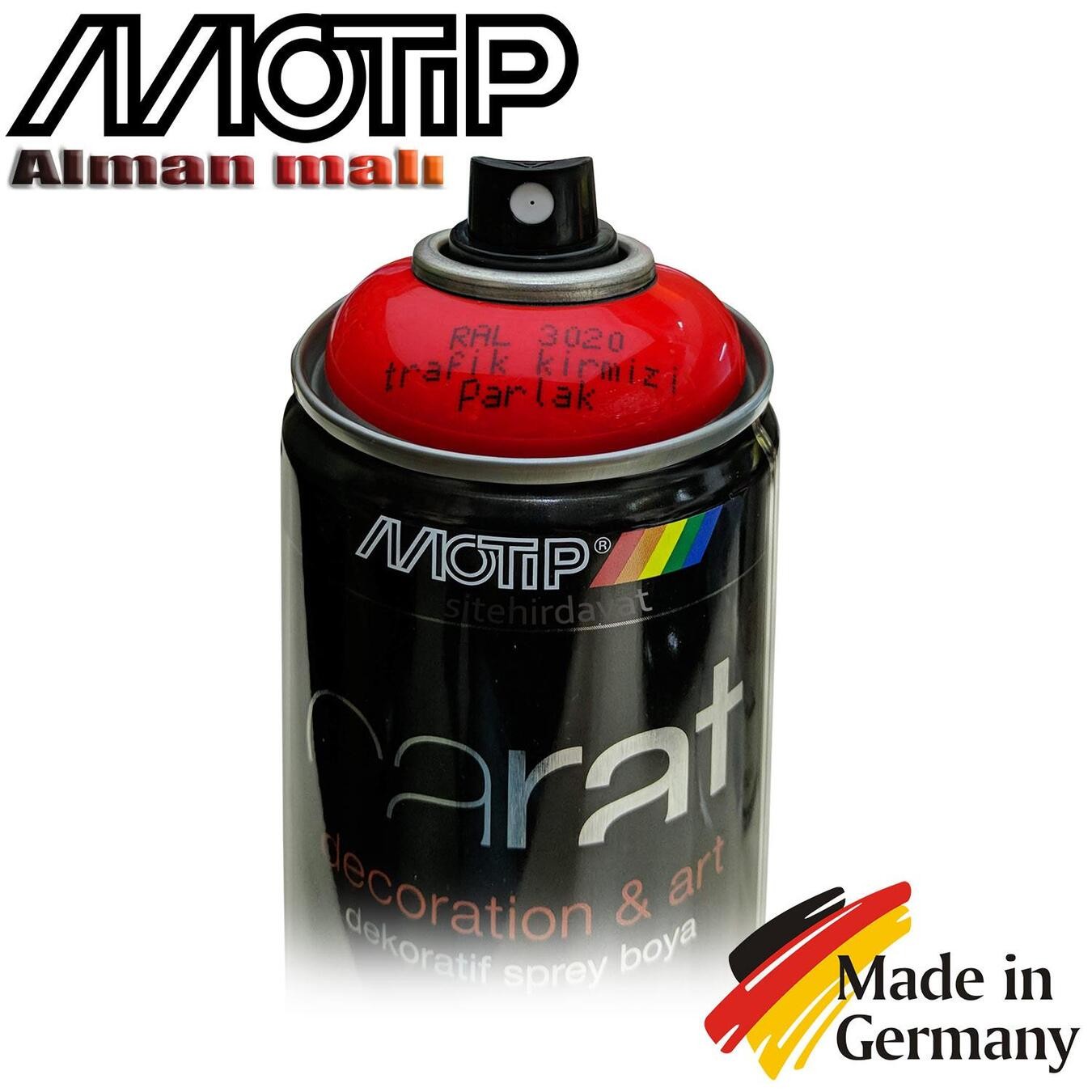Motip Carat Ral 3020 Sprey Boya 400ml - Parlak Trafik Kırmızı