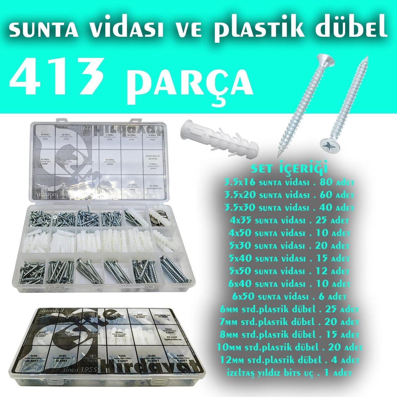 413 Parça Dübel Seti