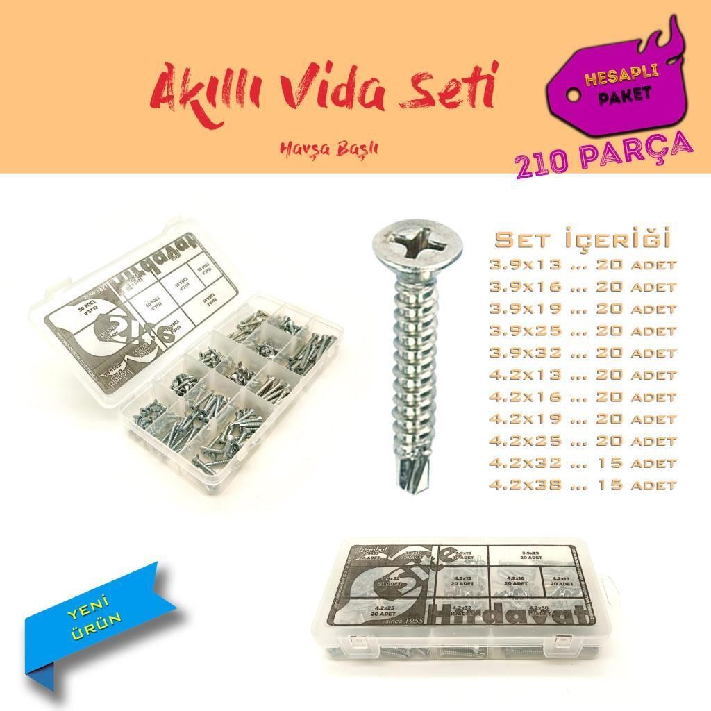 Akıllı Vida Seti - Havşa Başlı, Hesaplı Paket 210 Parça