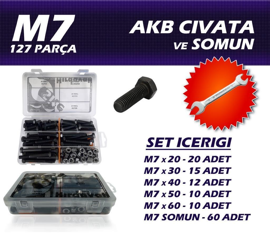 127 Parça M7 AKB Cıvata Seti + 10-11 Açık Ağızlı Anahtar