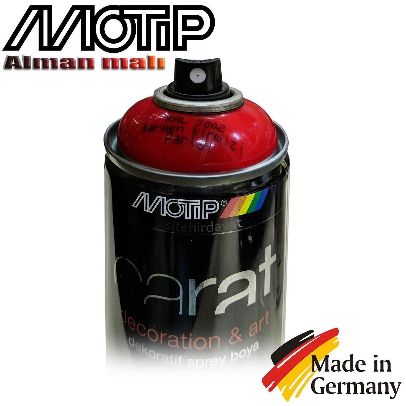 Motip Carat Ral 3002 Sprey Boya 400ml - Parlak Karmen Kırmızı