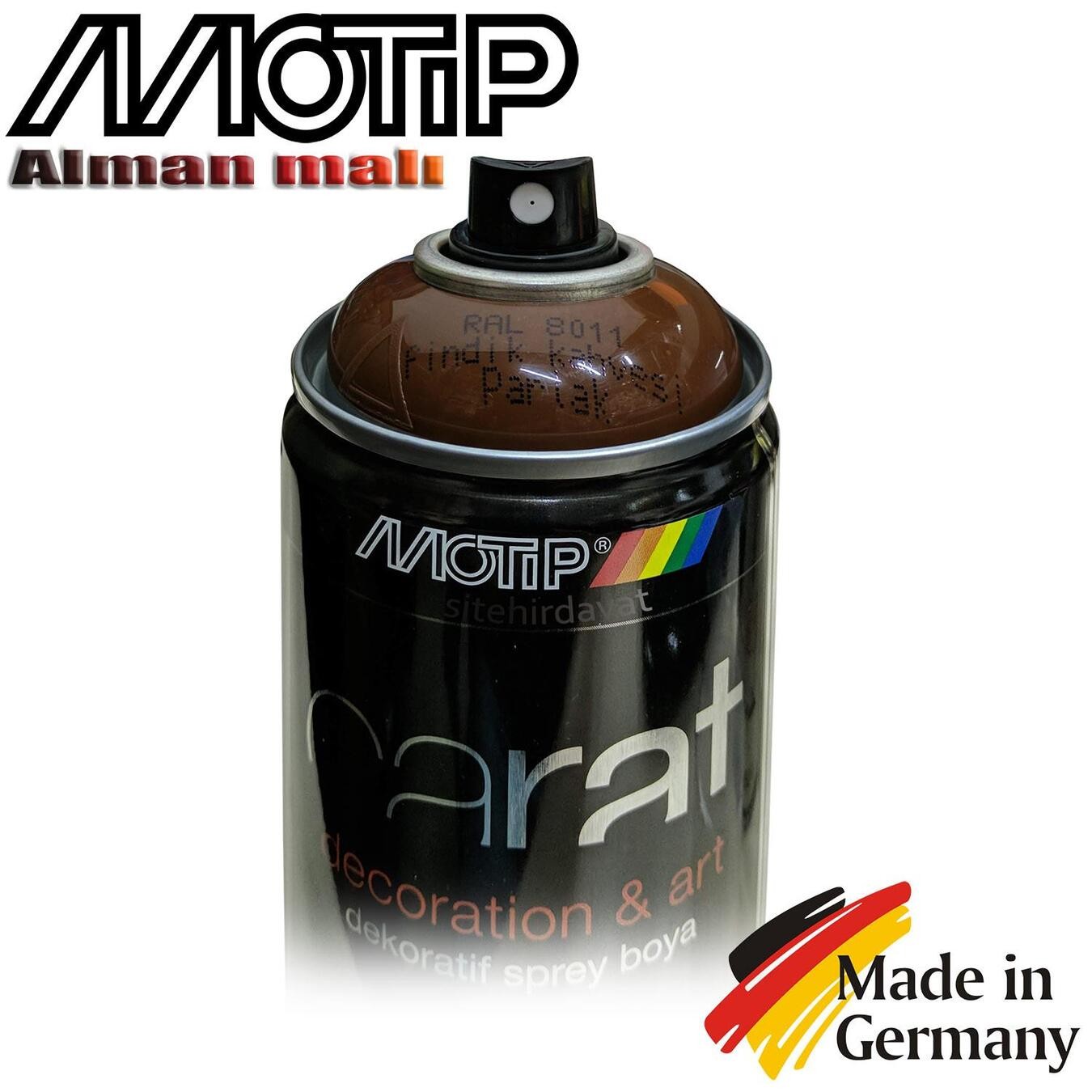 Motip Carat Ral 8011 Sprey Boya 400ml - Parlak Fındık Kahvesi