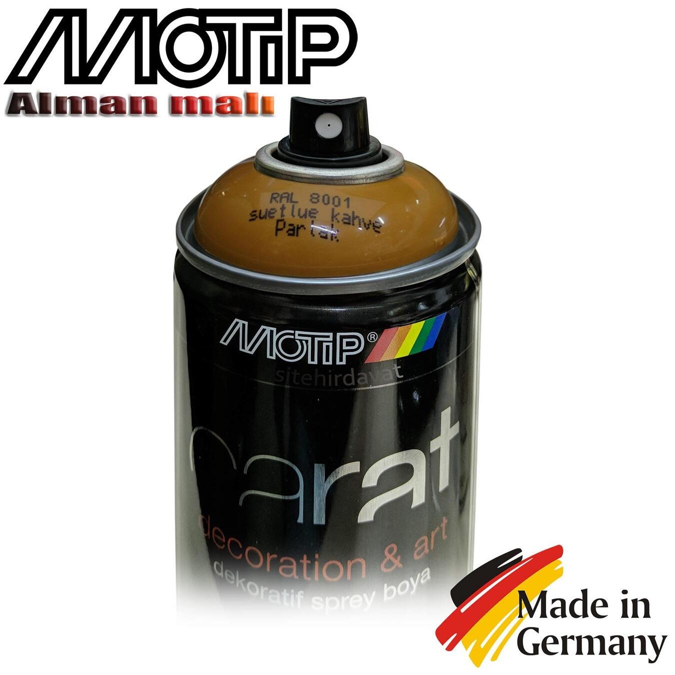 Motip Carat Ral 8001 Sprey Boya 400ml - Parlak Sütlü Kahve