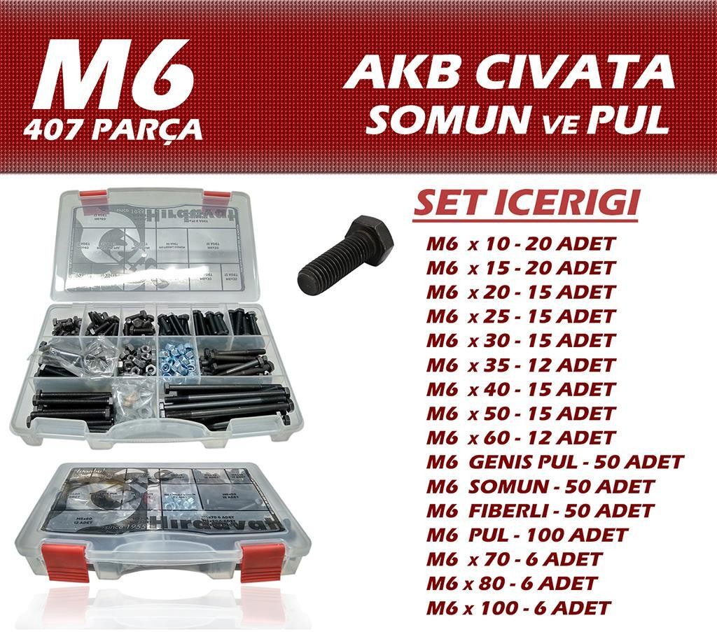 407 Parça M6 AKB Cıvata Seti