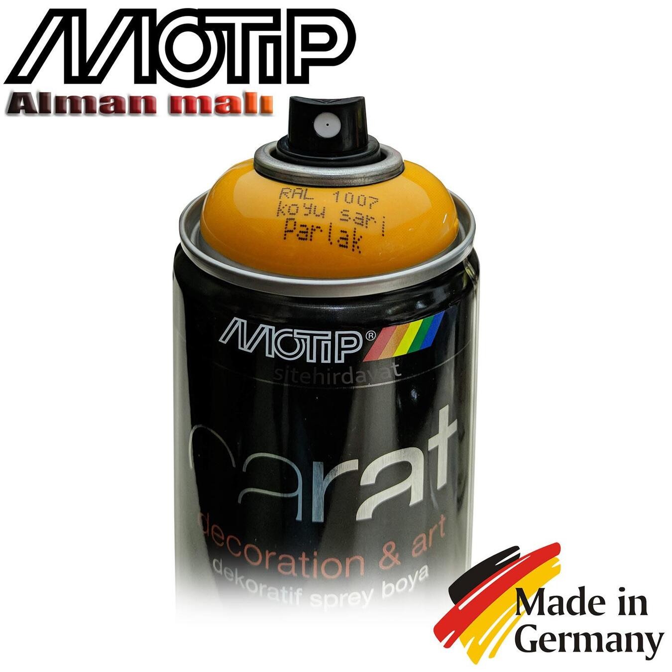 Motip Carat Ral 1007 Sprey Boya 400ml - Parlak Koyu Sarı
