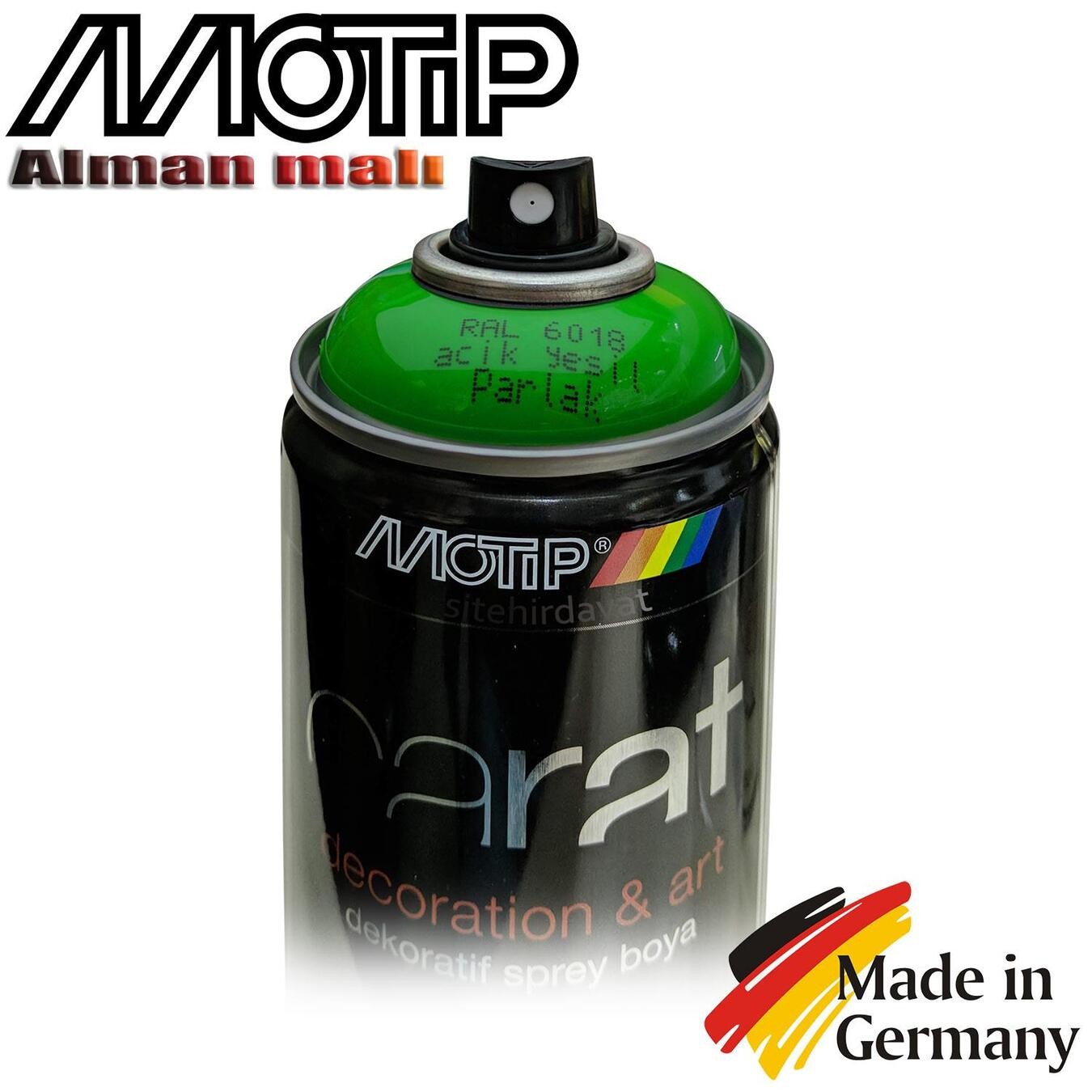 Motip Carat Ral 6018 Sprey Boya 400ml - Parlak Açık Yeşil