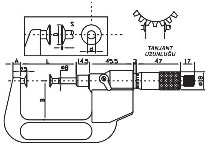 Asimeto AS-141 Dişli Mikrometresi 25-50mm