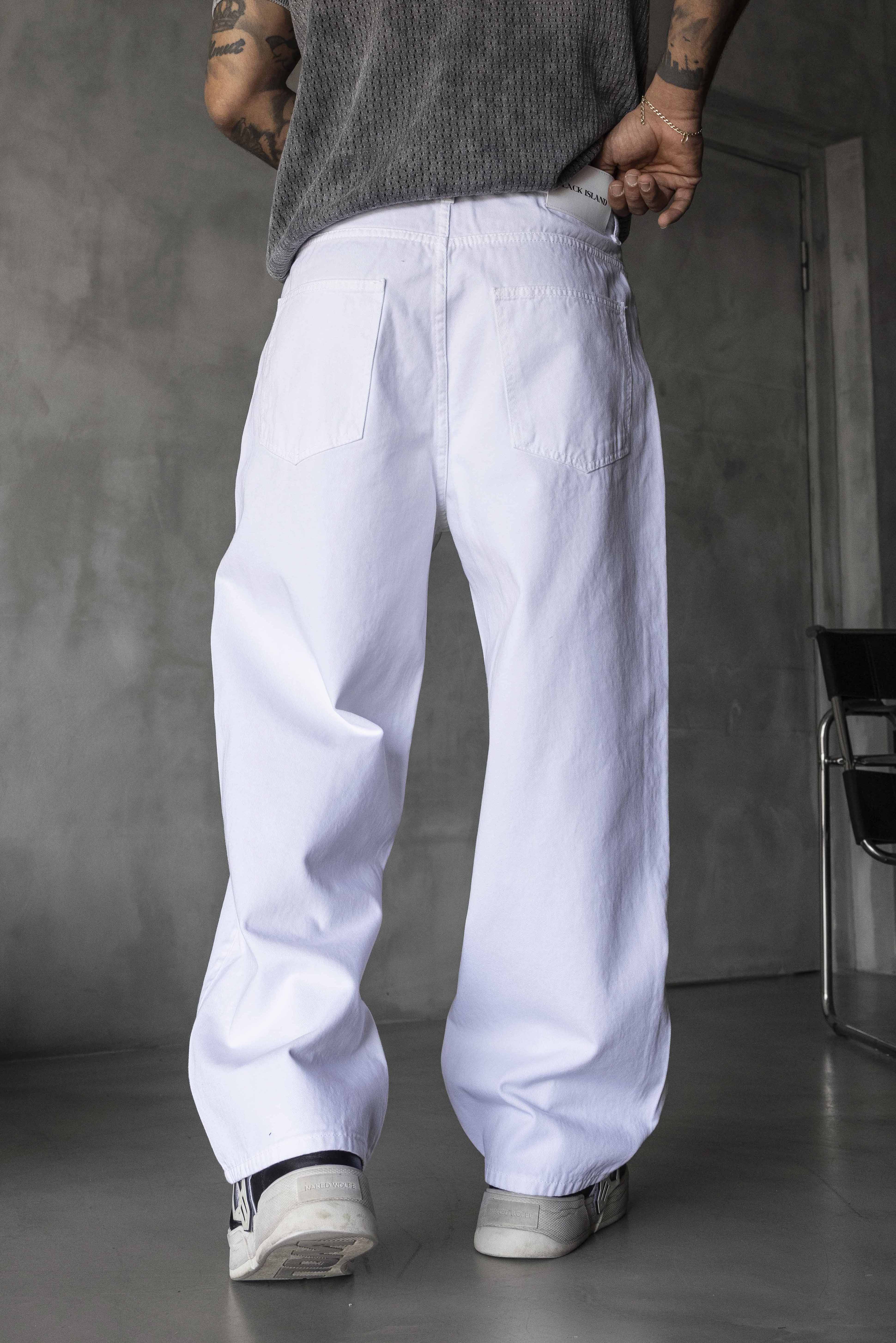 White Wide Leg Denim Pants