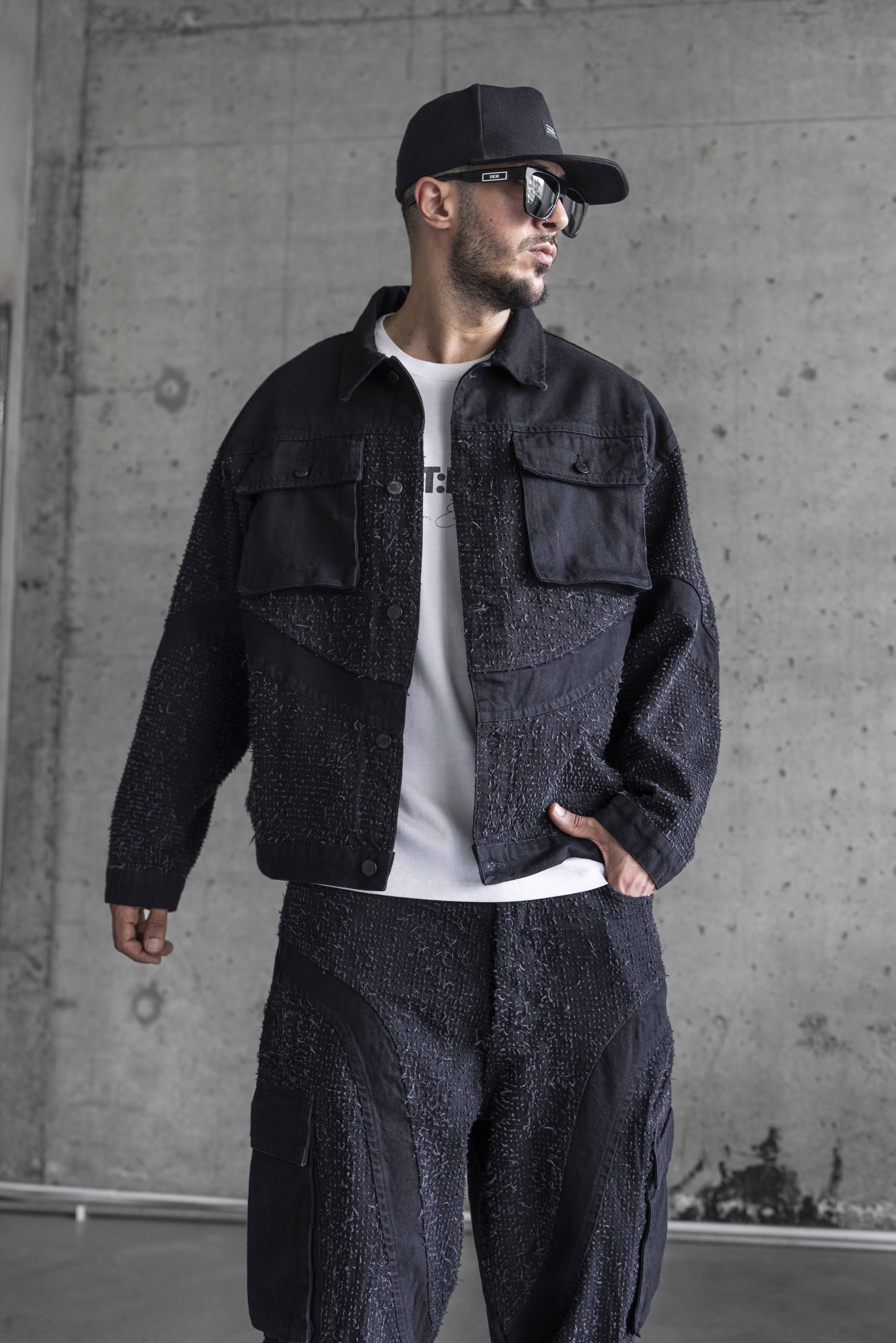 Textured Patchwork Oversized Jacket