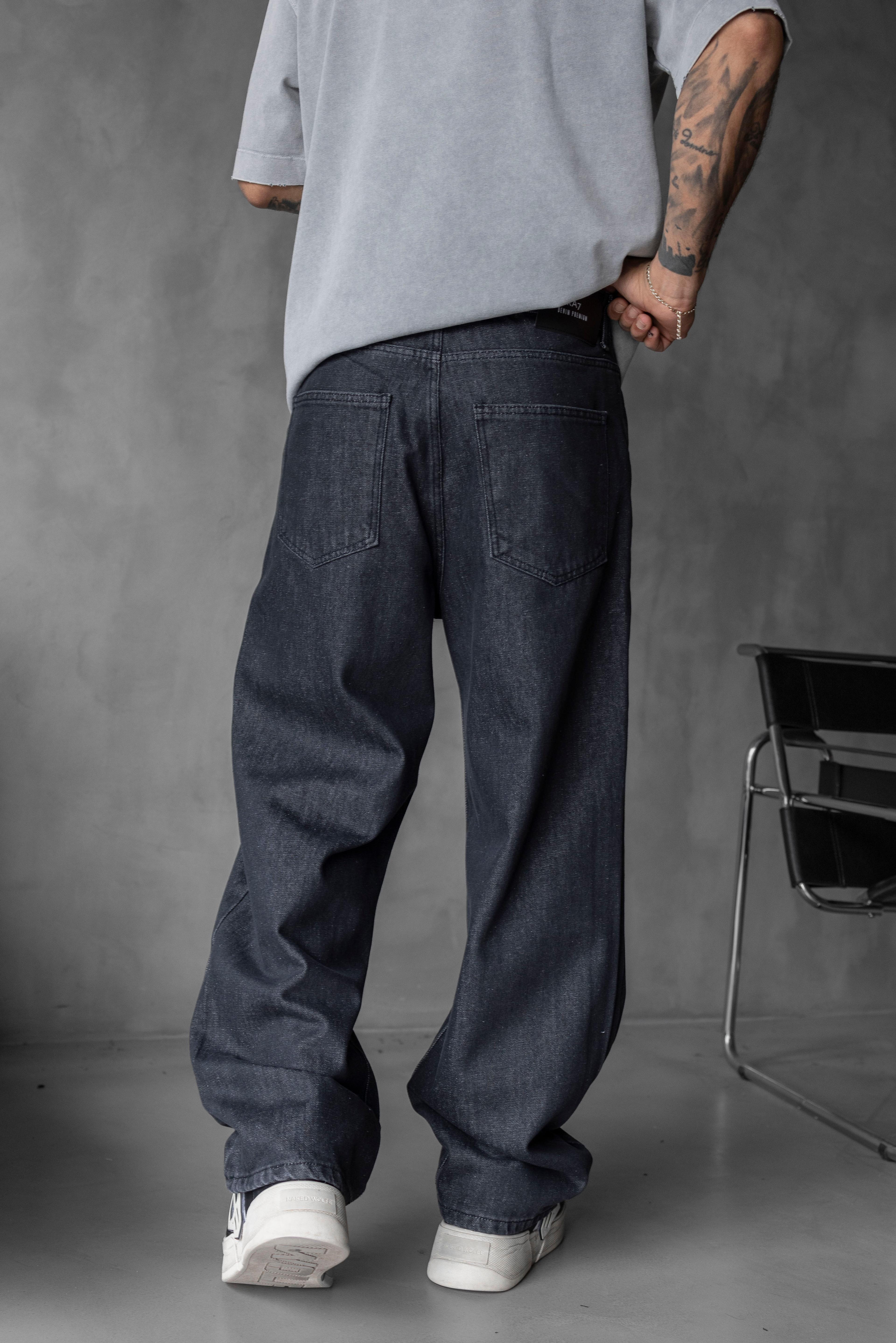 Relaxed Baggy Jean Siyah Pantolon