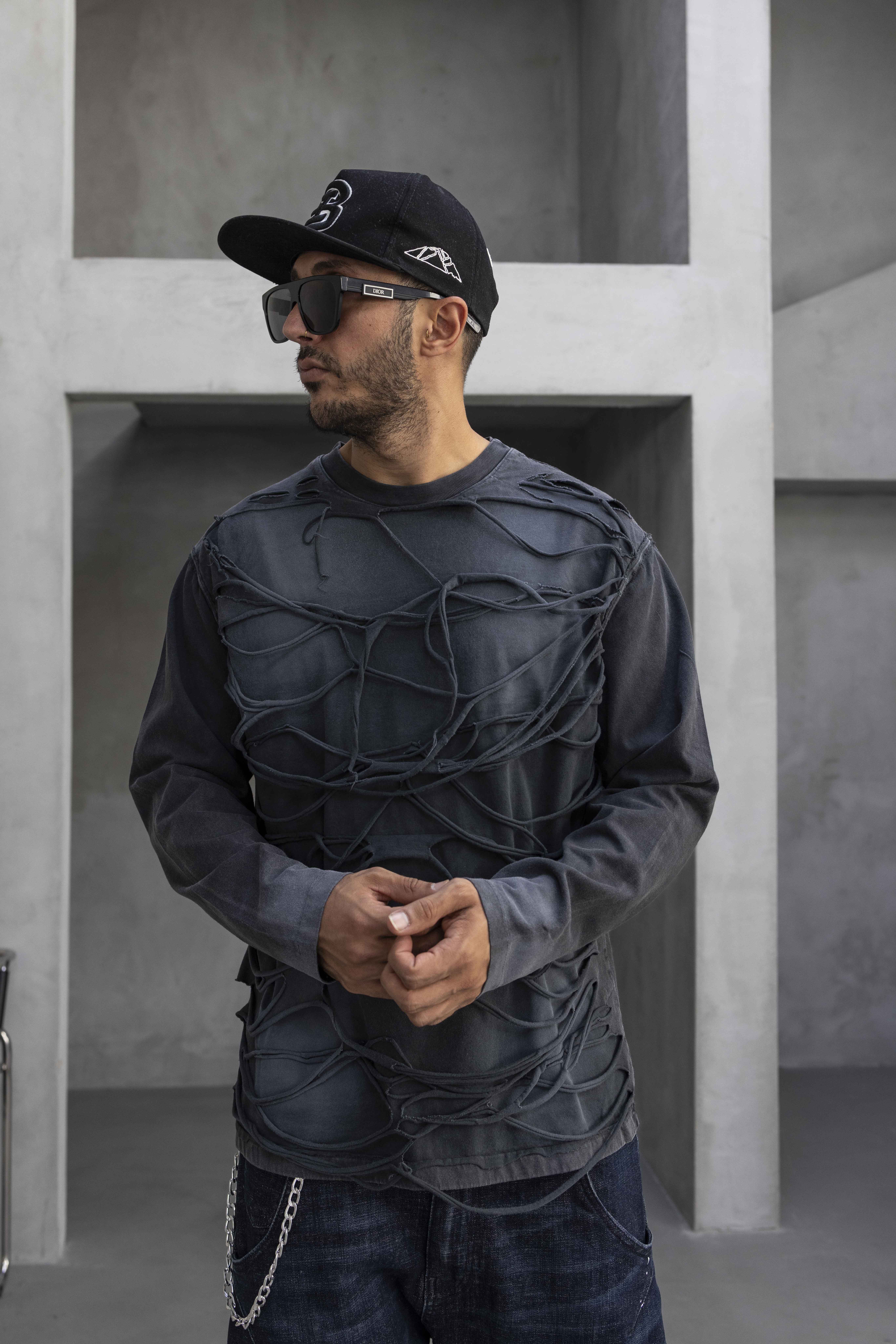 Layered String Texture Long Sleeve Sweatshirt