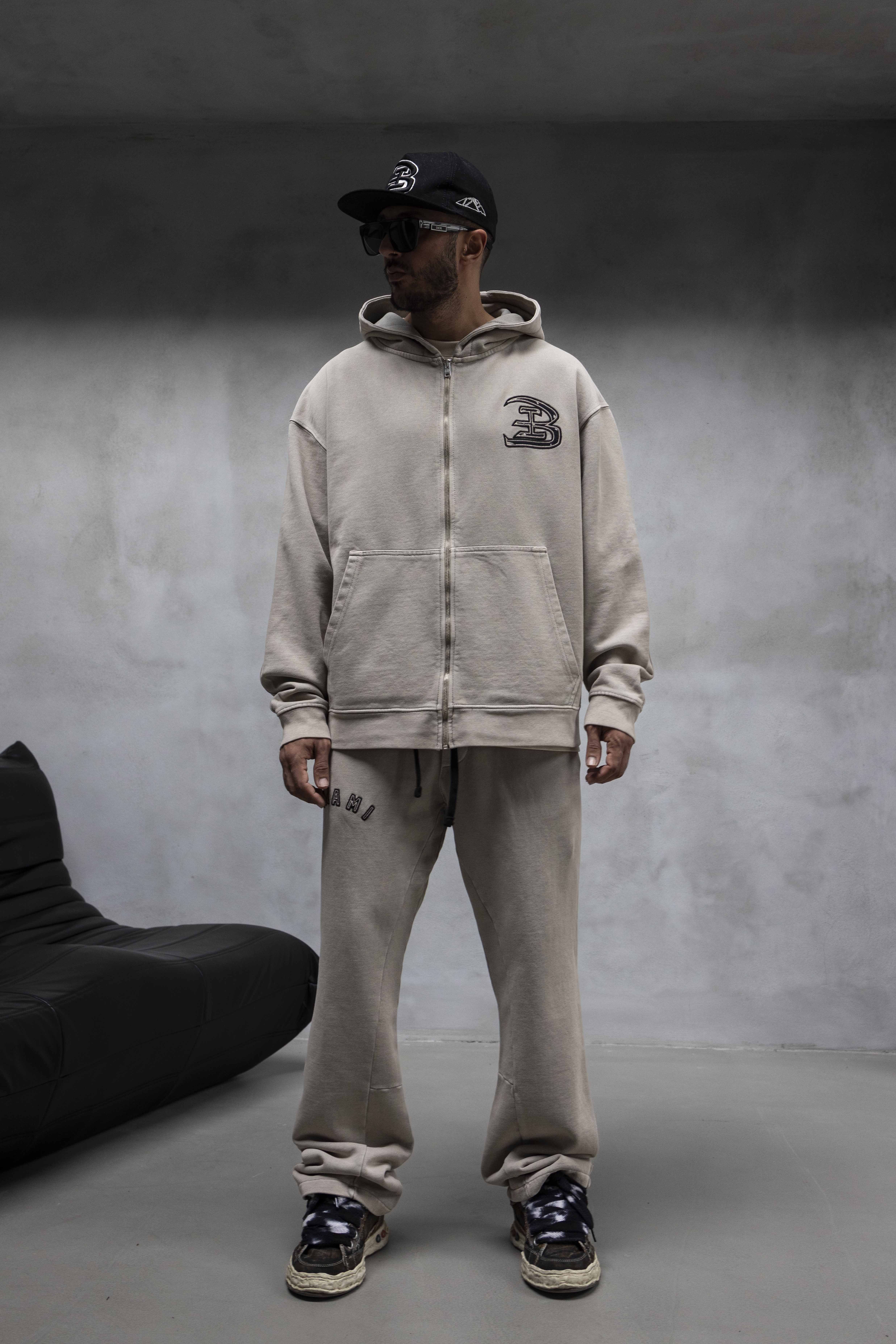 Oversized Zip-Up Hoodie with Embroidered Logo