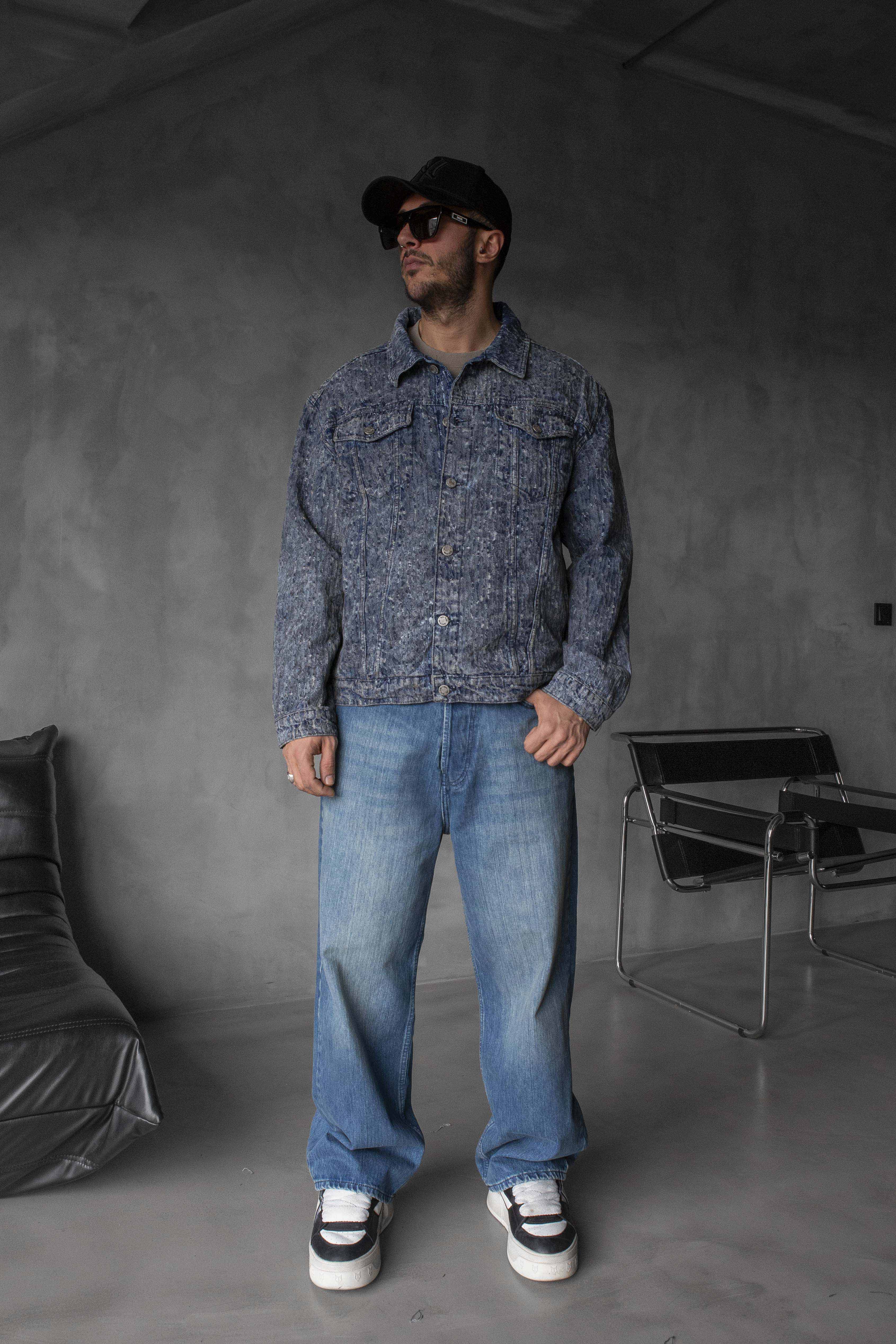 Blue Speckled Vintage Denim Jacket