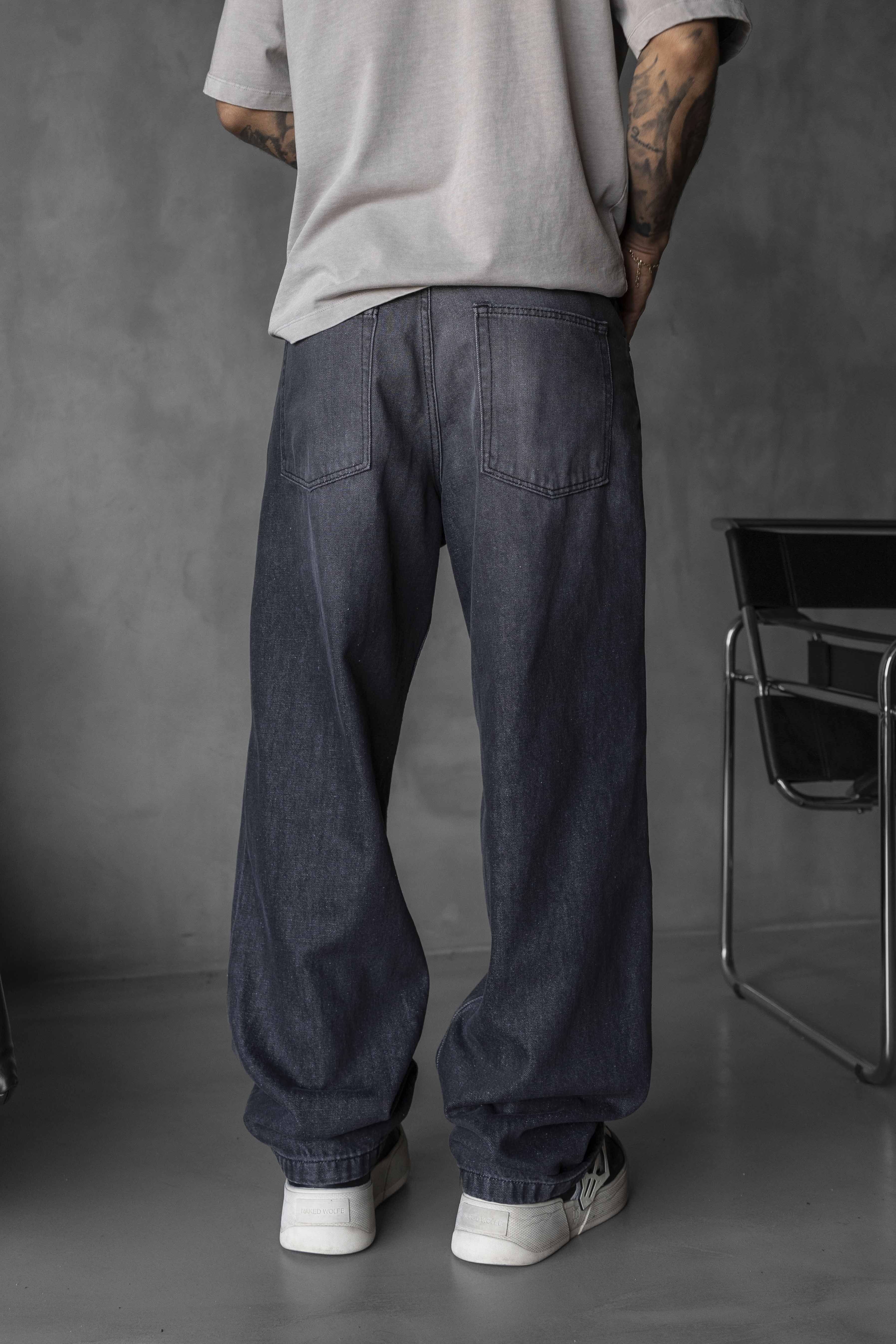 Washed Black Loose Fit Denim Pants