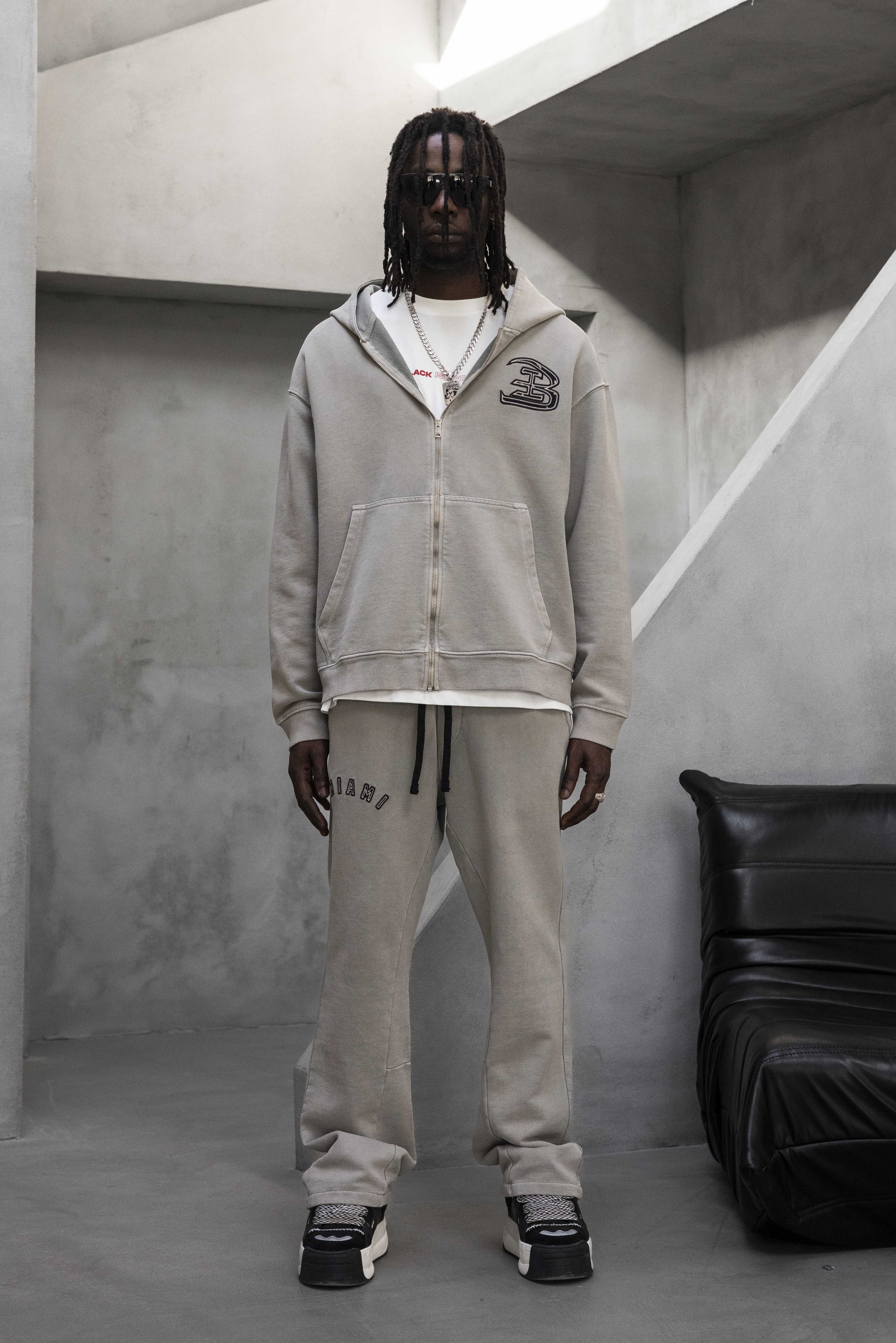 Oversized Zip-Up Hoodie with Embroidered Logo