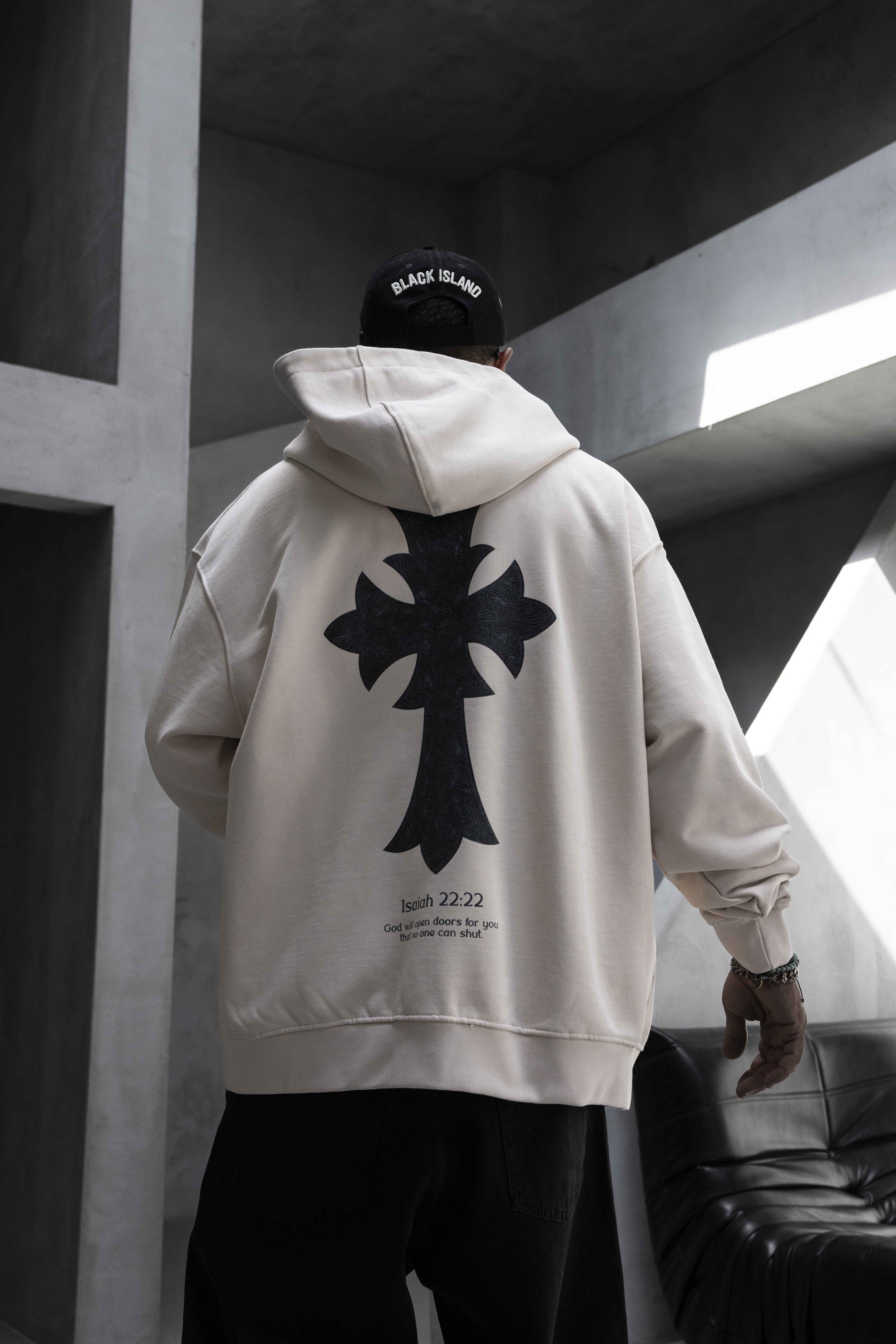 Black Island Oversized Cross Zip Hoodie