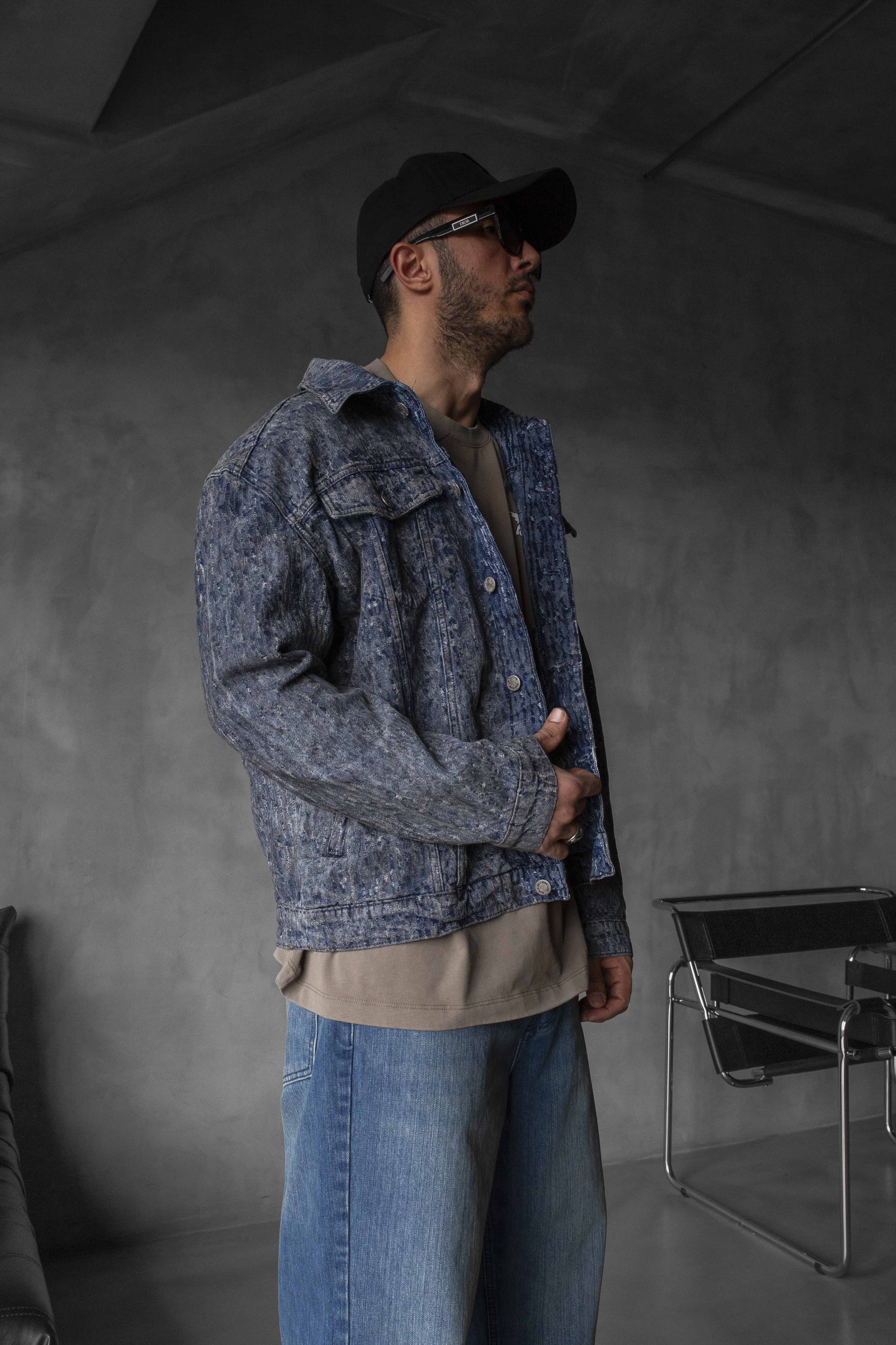 Blue Speckled Vintage Denim Jacket