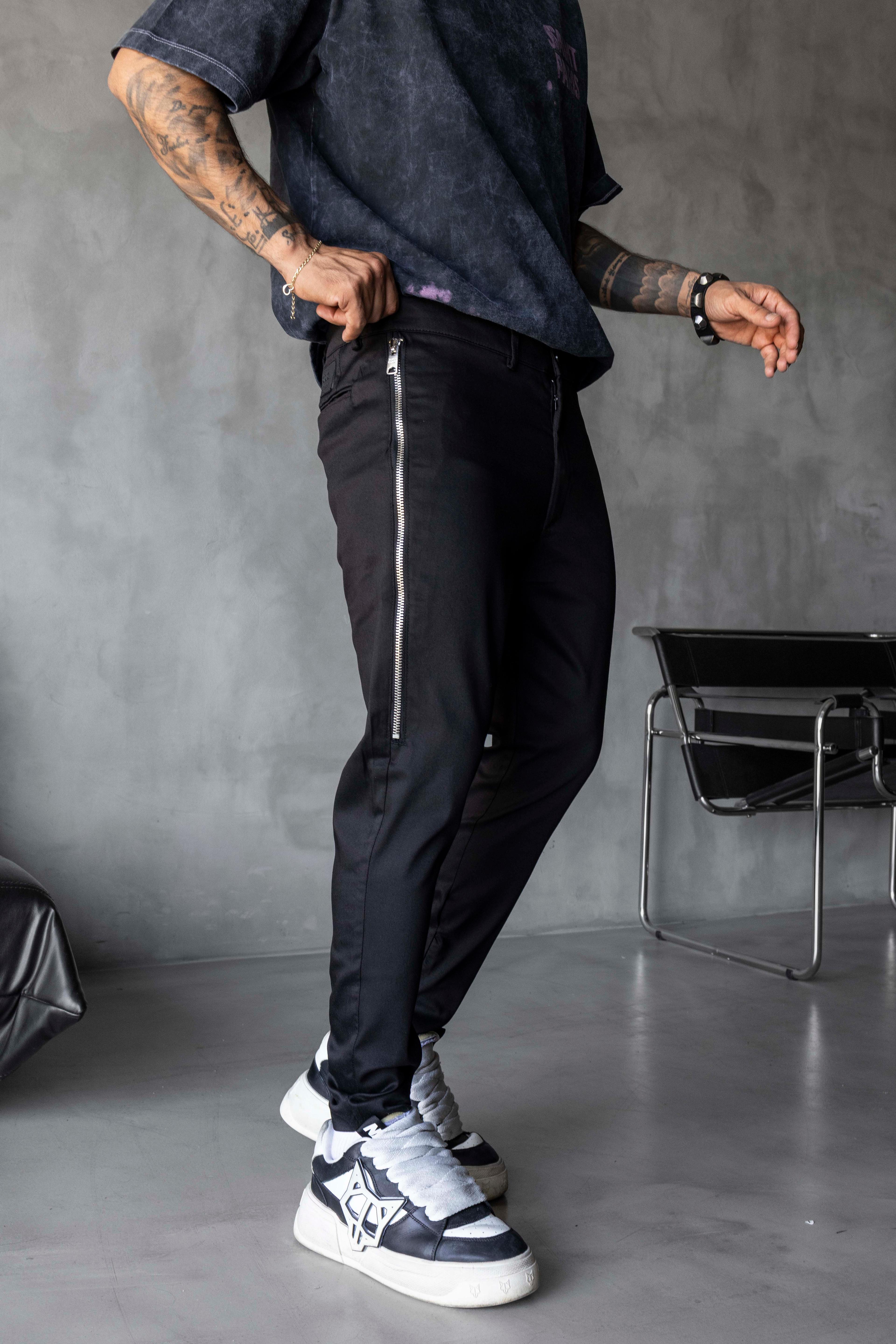 Yan Fermuar Detaylı Slim Fit Pantolon