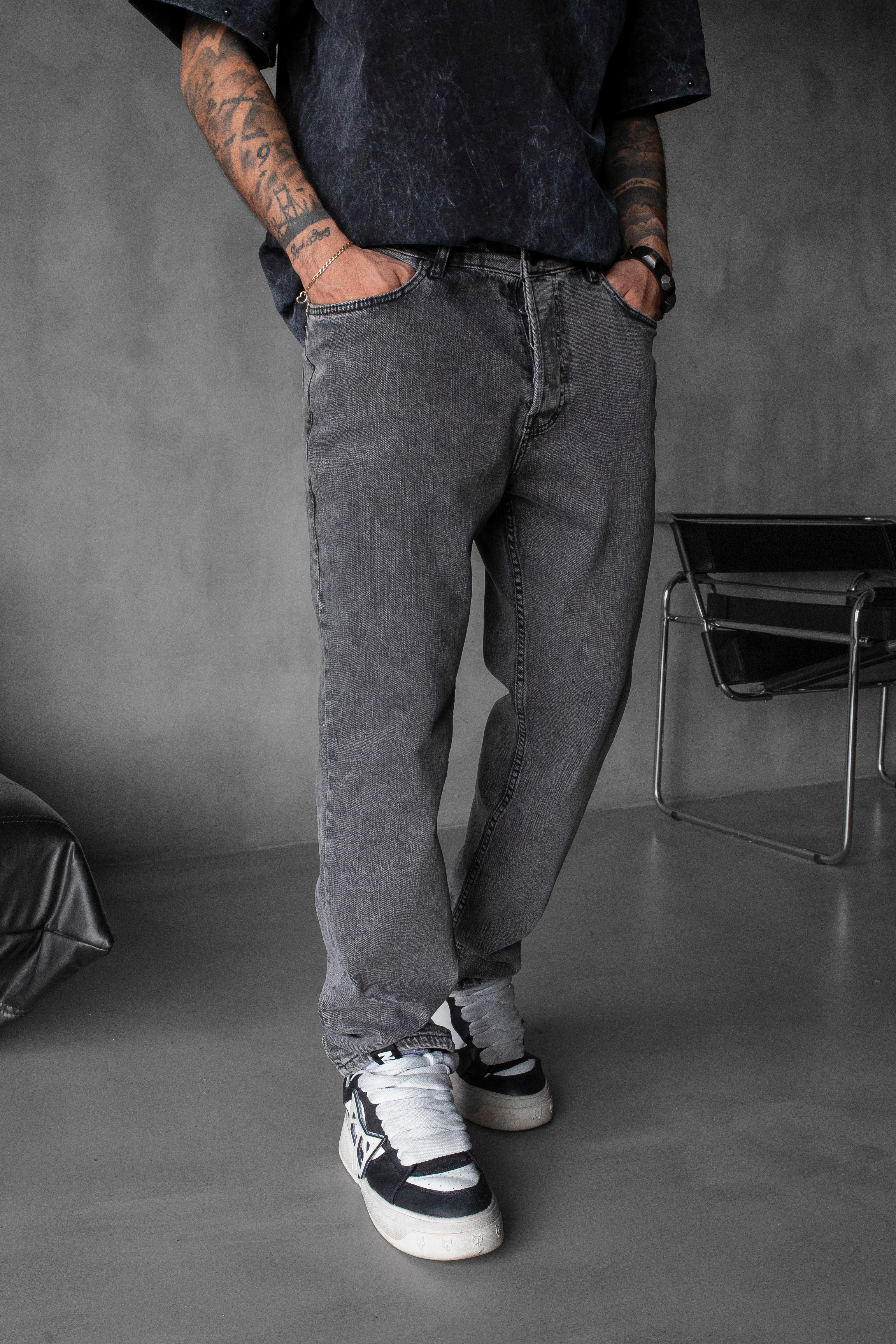 Loose Fit Gri Denim Jean
