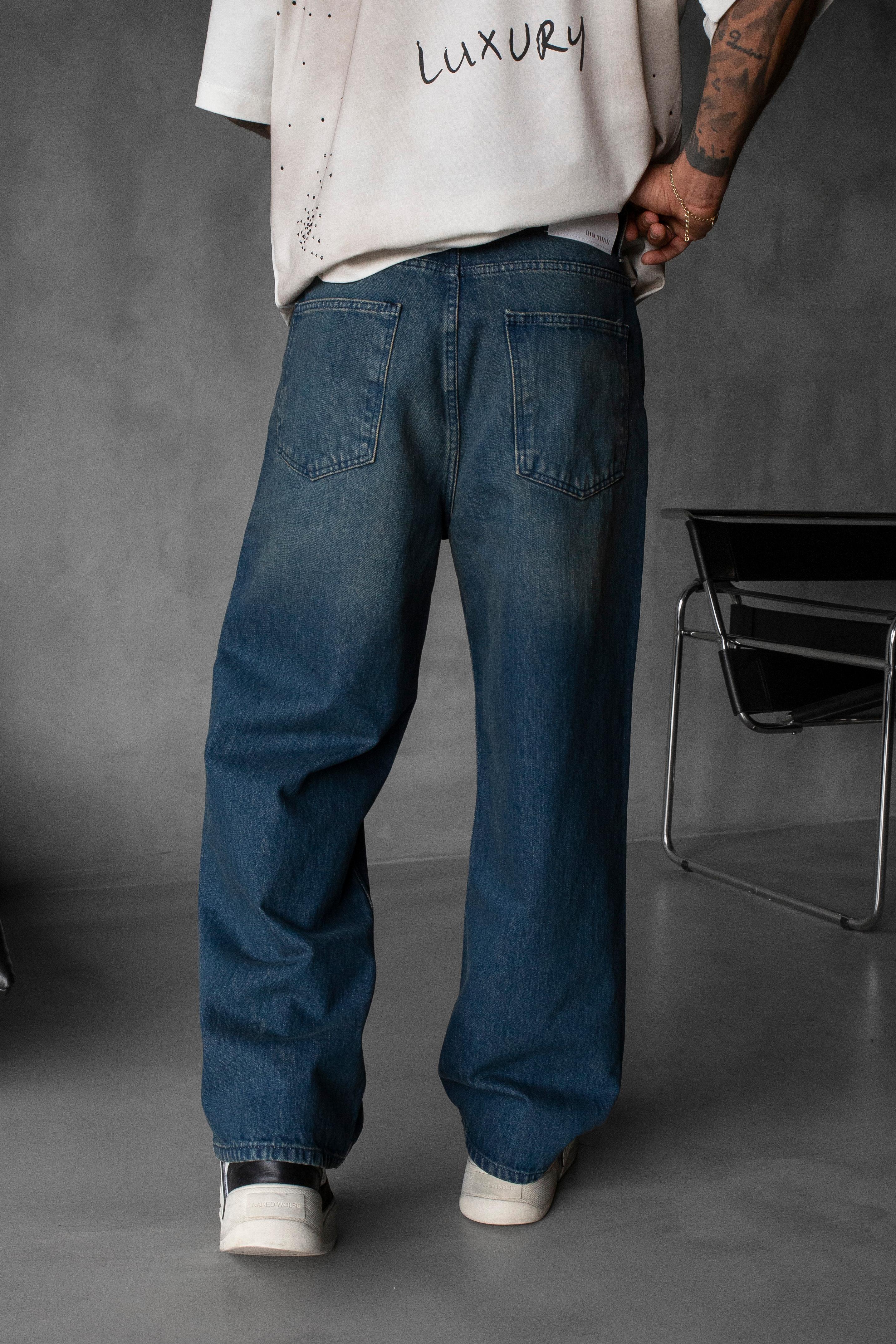 Relaxed Baggy Jean Koyu Mavi Pantolon